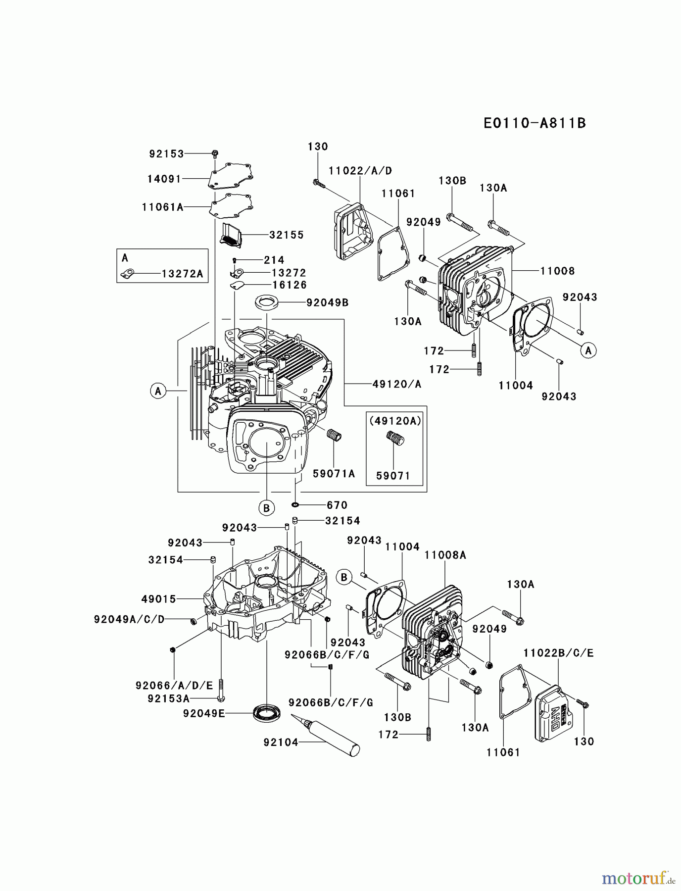  Kawasaki Motoren Motoren Vertikal FH641V - DS25 bis FS481V - BS13 FR730V-AS10 - Kawasaki FR730V 4-Stroke Engine CYLINDER/CRANKCASE #1