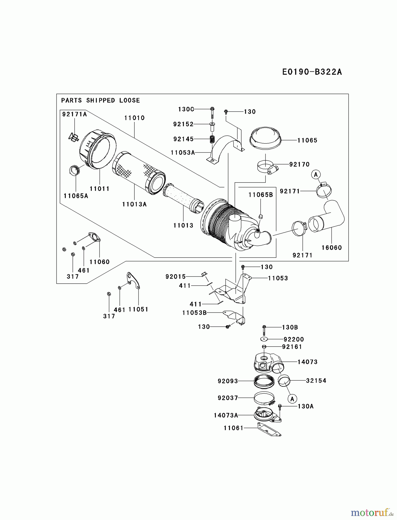 Kawasaki Motoren Motoren, Horizontal FD750D-FS08 - Kawasaki FD750D 4-Stroke Engine AIR-FILTER/MUFFLER