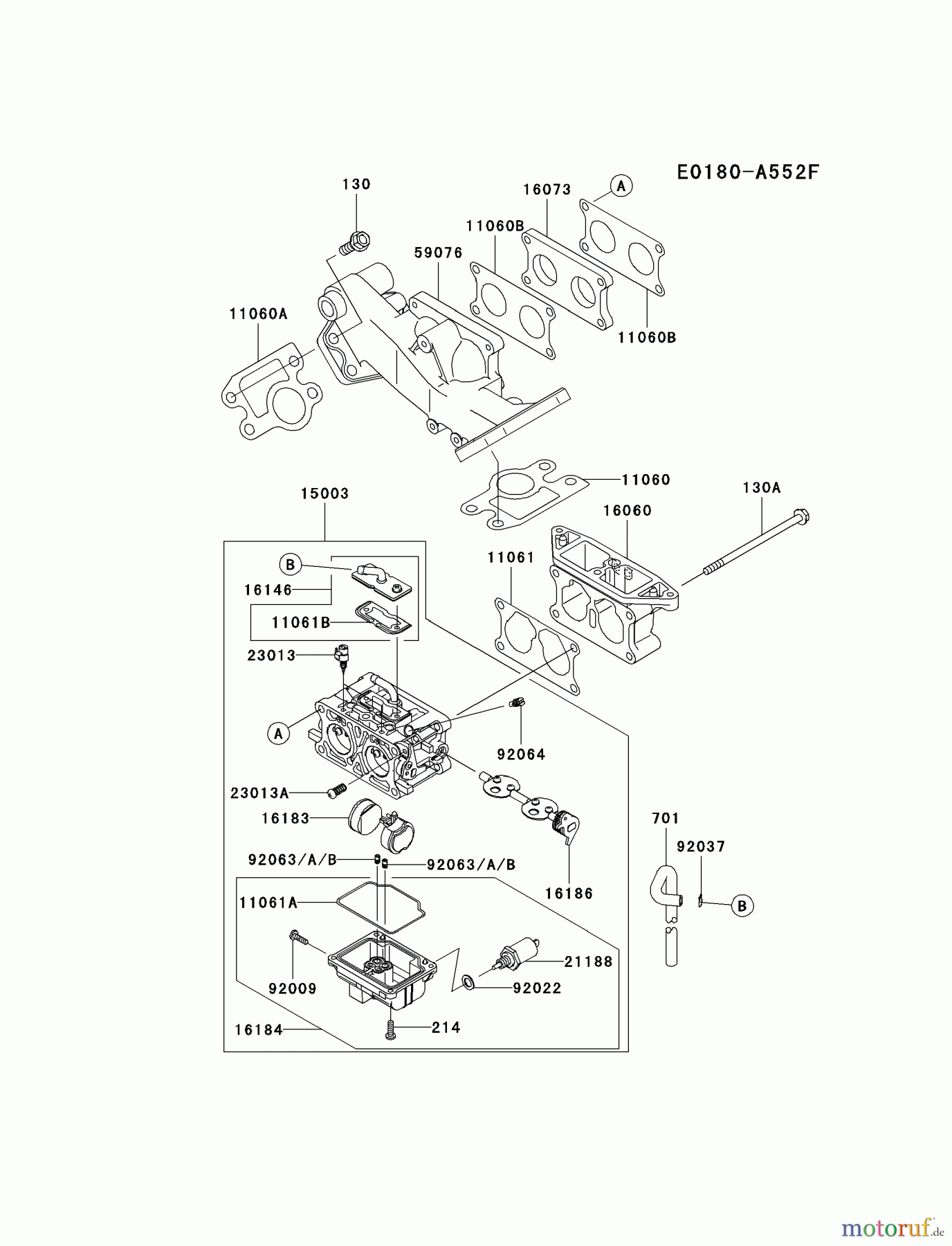 Kawasaki Motoren Motoren, Horizontal FD750D-FS02 - Kawasaki FD750D 4-Stroke Engine CARBURETOR