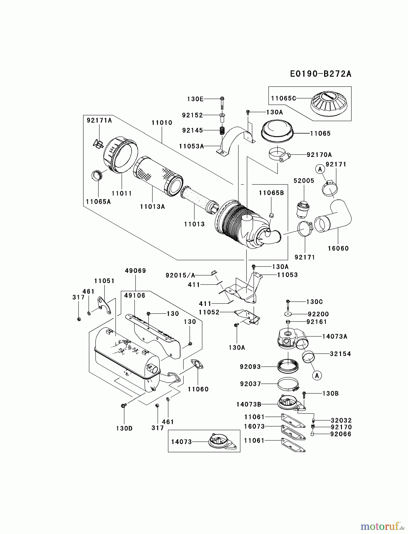 Kawasaki Motoren Motoren, Horizontal FD791D-DS01 - Kawasaki FD791D 4-Stroke Engine AIR-FILTER/MUFFLER #1