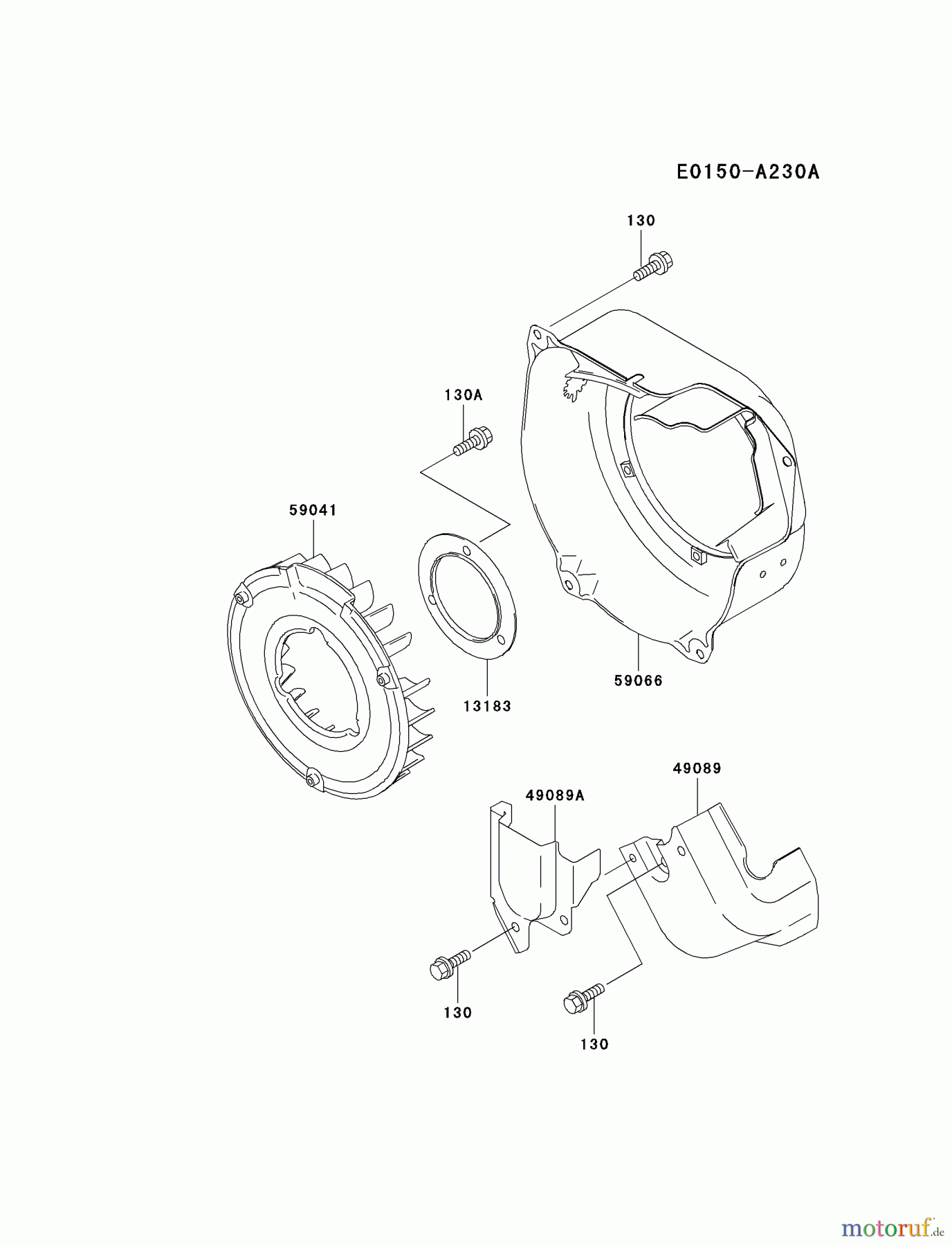 Kawasaki Motoren Motoren, Horizontal FE170D-BS04 - Kawasaki FE170D 4-Stroke Engine COOLING-EQUIPMENT