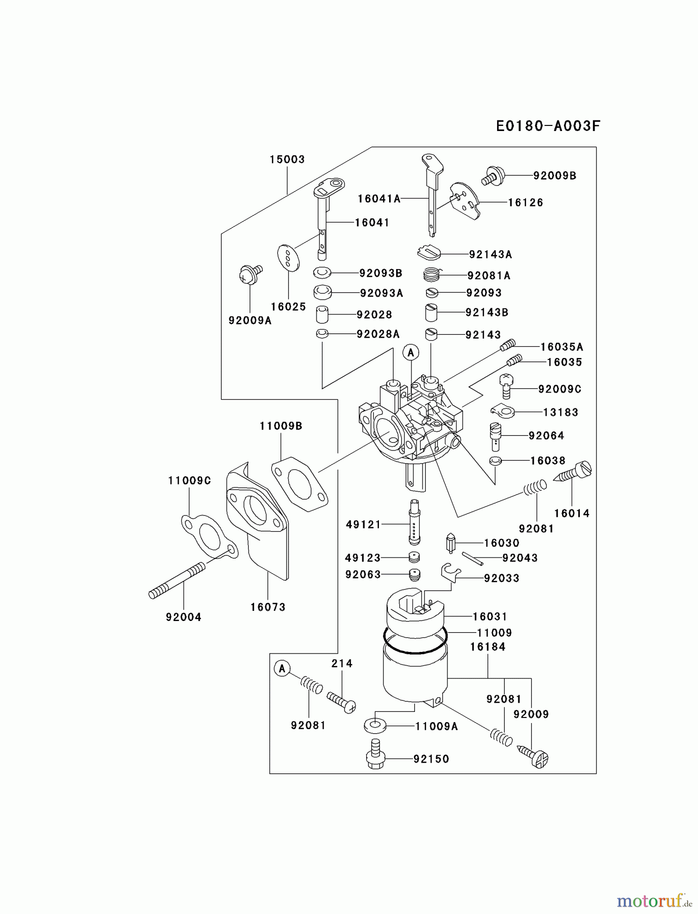  Kawasaki Motoren Motoren, Horizontal FE290D-AS12 - Kawasaki FE290D 4-Stroke Engine CARBURETOR