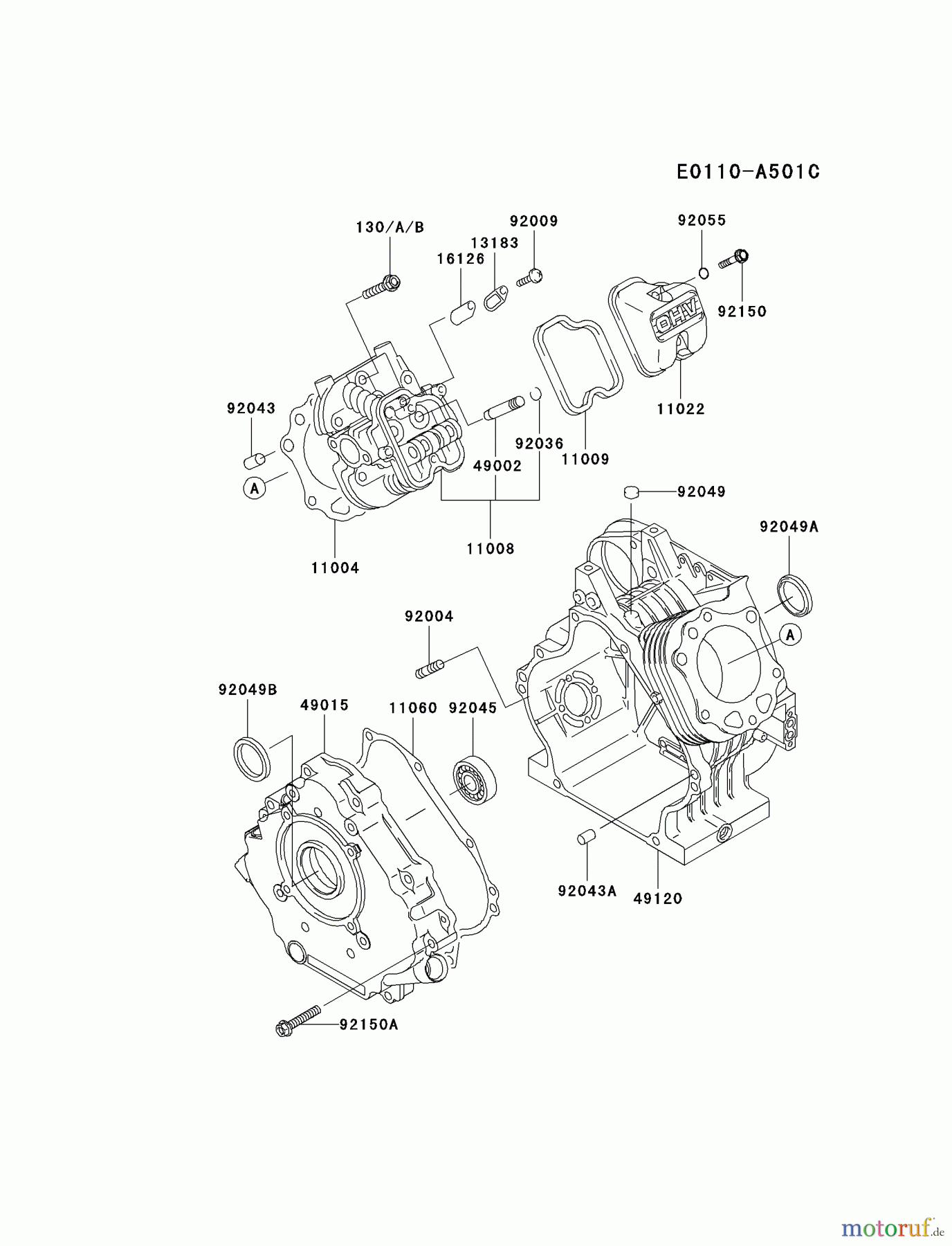 Kawasaki Motoren Motoren, Horizontal FE290D-ES20 - Kawasaki FE290D 4-Stroke Engine CYLINDER/CRANKCASE