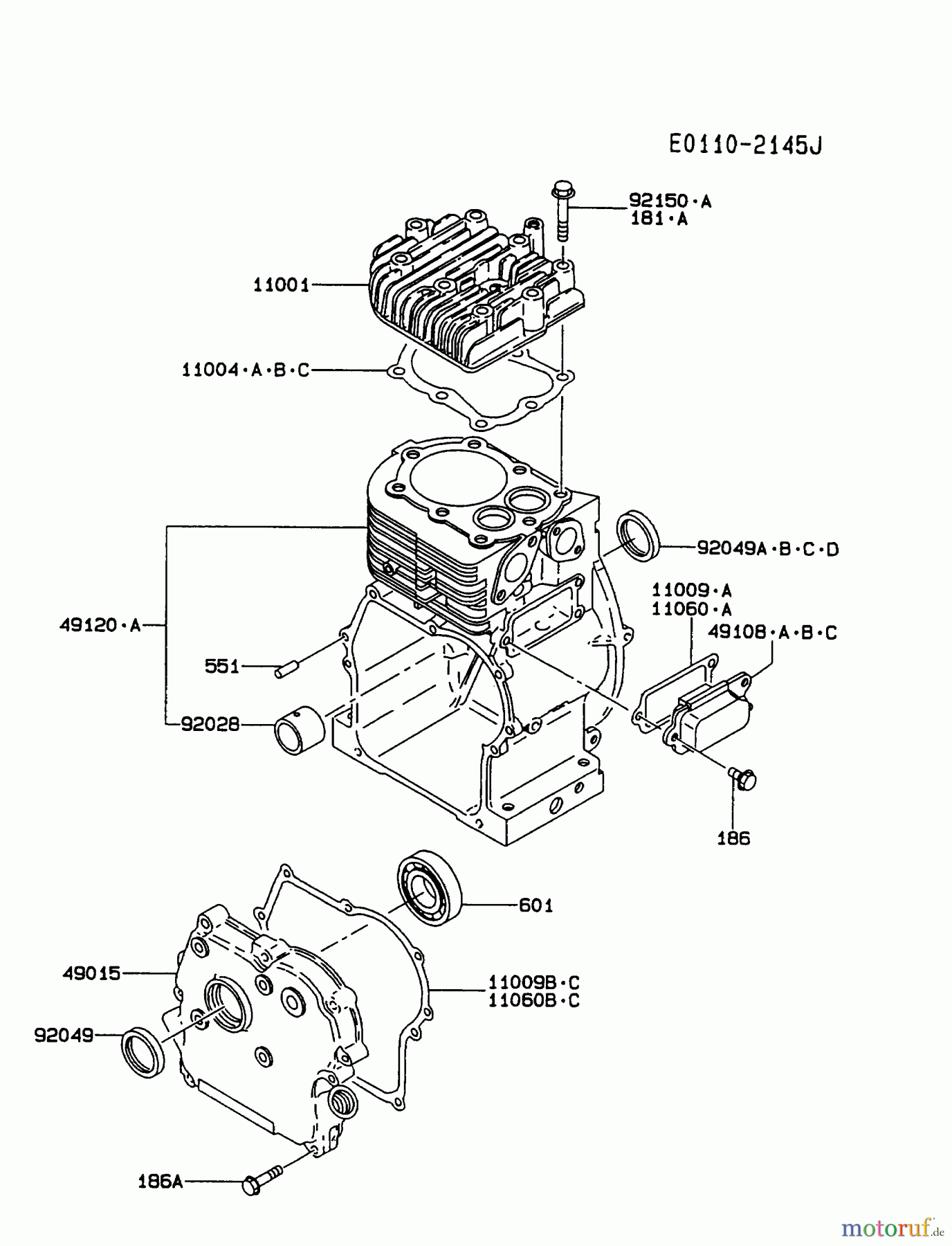 Kawasaki Motoren Motoren, Horizontal FA210D-HS05 - Kawasaki FA210D 4-Stroke Engine CYLINDER/CRANKCASE