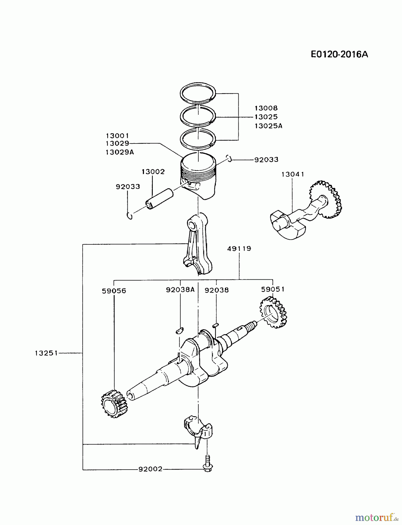 Kawasaki Motoren Motoren, Horizontal FG300D-AS15 - Kawasaki FG300D 4-Stroke Engine PISTON/CRANKSHAFT