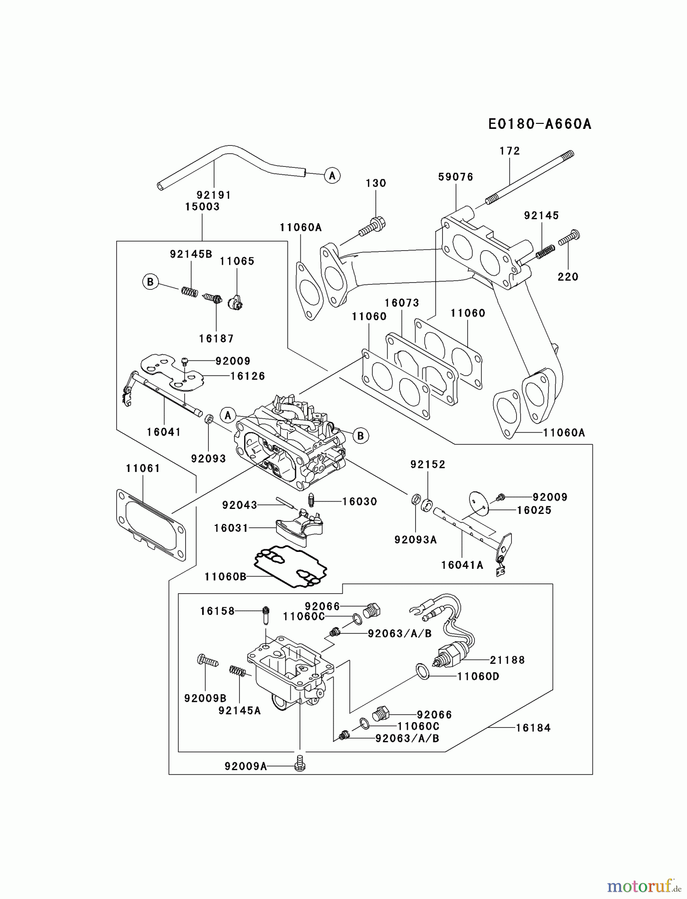 Kawasaki Motoren Motoren, Horizontal FH680D-BS08 - Kawasaki FH680D 4-Stroke Engine CARBURETOR
