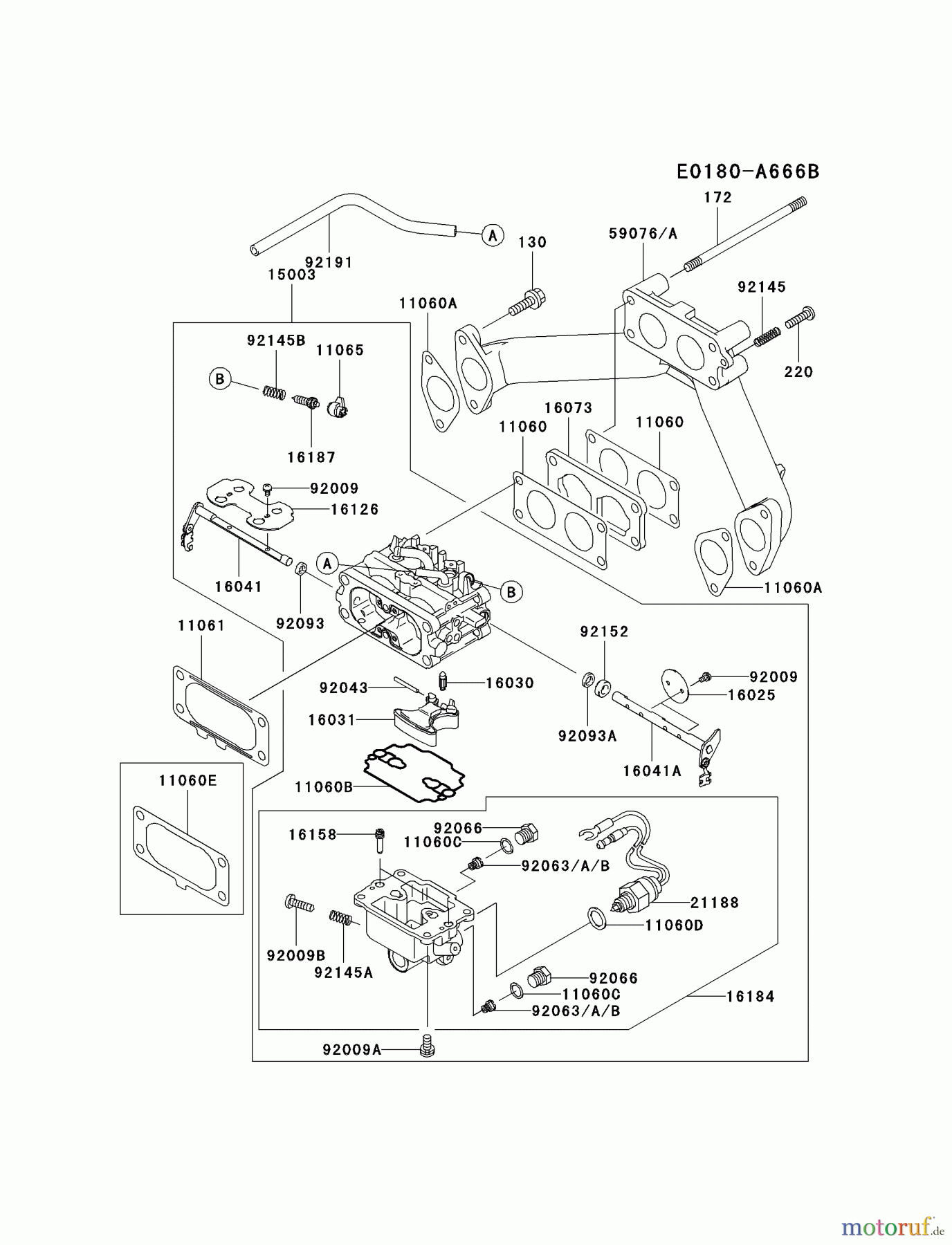 Kawasaki Motoren Motoren, Horizontal FH721D-AS07 - Kawasaki FH721D 4-Stroke Engine CARBURETOR