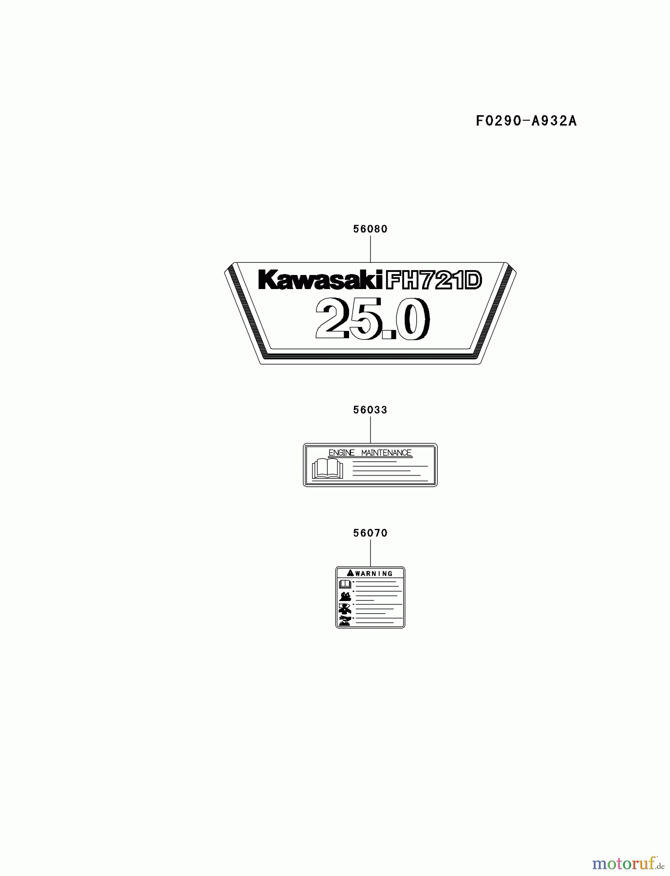 Kawasaki Motoren Motoren, Horizontal FH721D-AS07 - Kawasaki FH721D 4-Stroke Engine LABEL