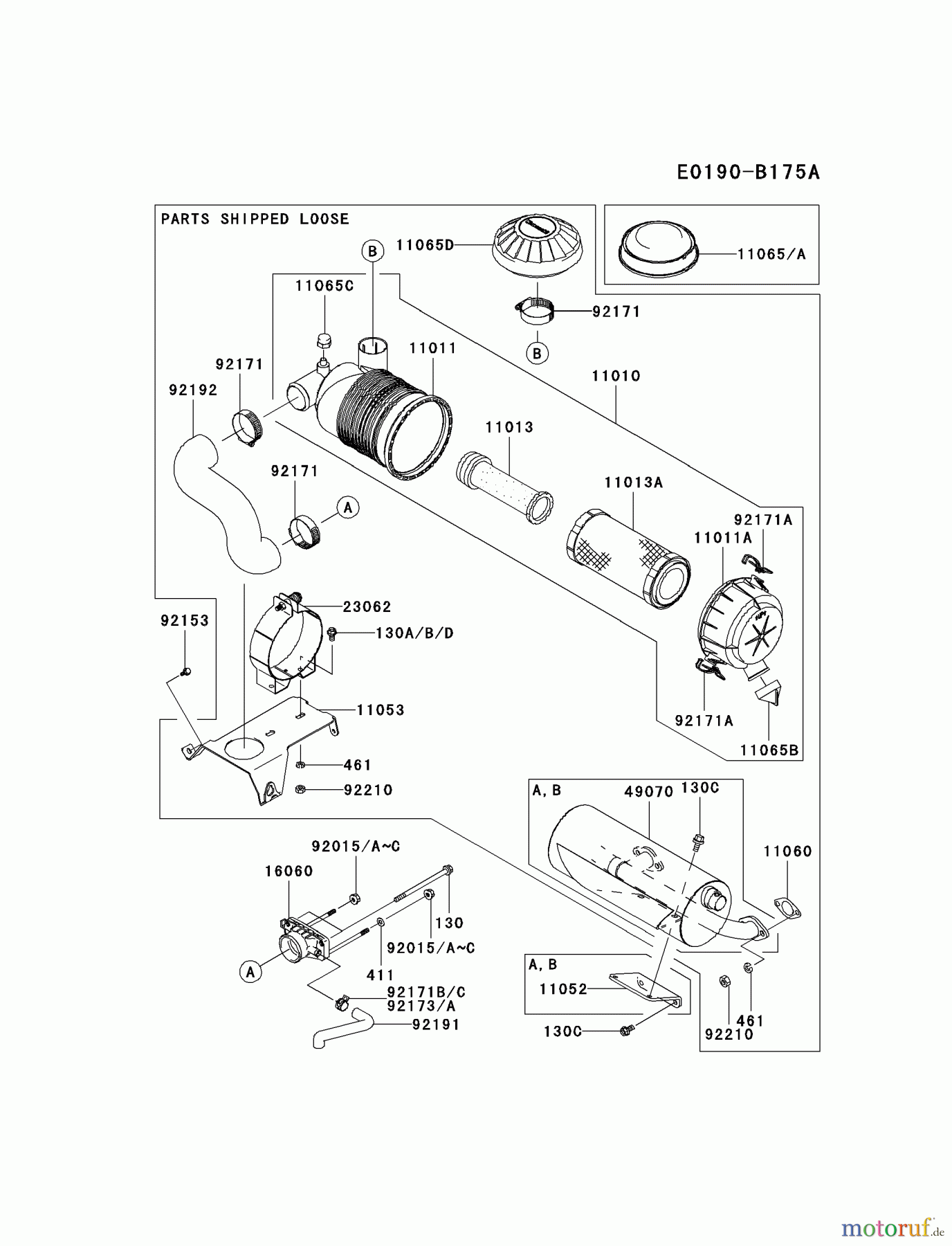 Kawasaki Motoren Motoren, Horizontal FH770D-CS05 - Kawasaki FH770D 4-Stroke Engine AIR-FILTER/MUFFLER