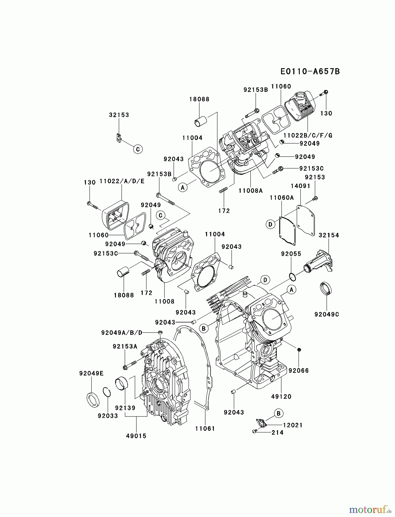 Kawasaki Motoren Motoren, Horizontal FH770D-CS01 - Kawasaki FH770D 4-Stroke Engine CYLINDER/CRANKCASE