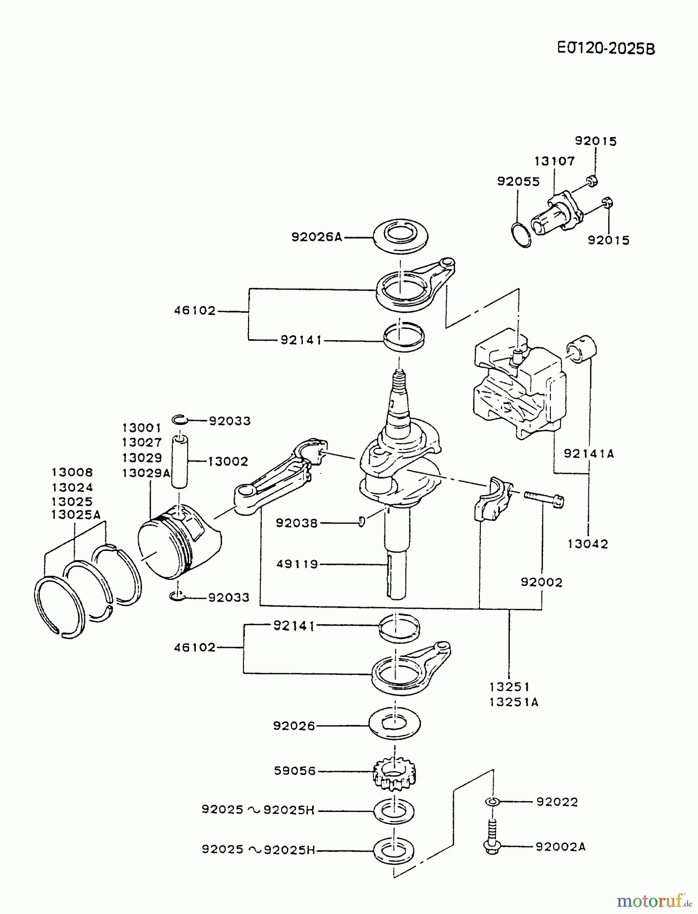 Kawasaki Motoren Motoren Vertikal FA210V - AS02 bis FH641V - DS24 FB460V-BS17 - Kawasaki FB460V 4-Stroke Engine PISTON/CRANKSHAFT