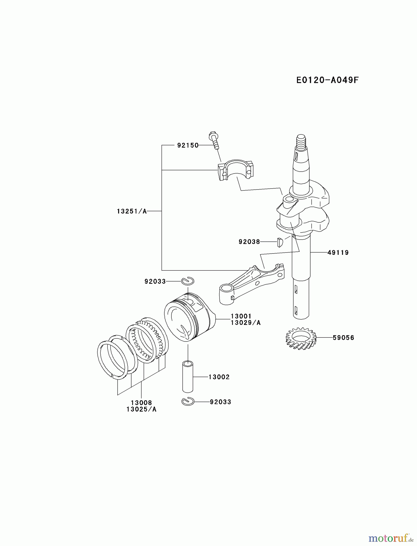 Kawasaki Motoren Motoren Vertikal FA210V - AS02 bis FH641V - DS24 FC150V-ES17 - Kawasaki FC150V 4-Stroke Engine PISTON/CRANKSHAFT