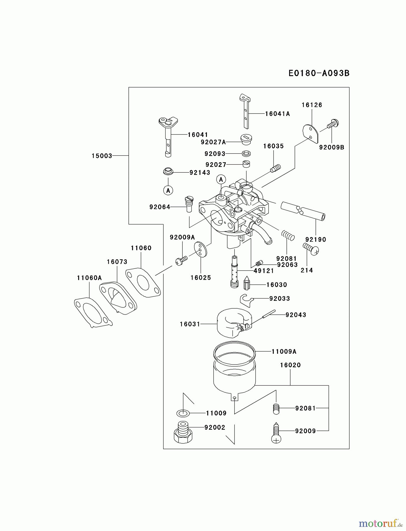 Kawasaki Motoren Motoren Vertikal FA210V - AS02 bis FH641V - DS24 FC150V-ES14 - Kawasaki FC150V 4-Stroke Engine CARBURETOR