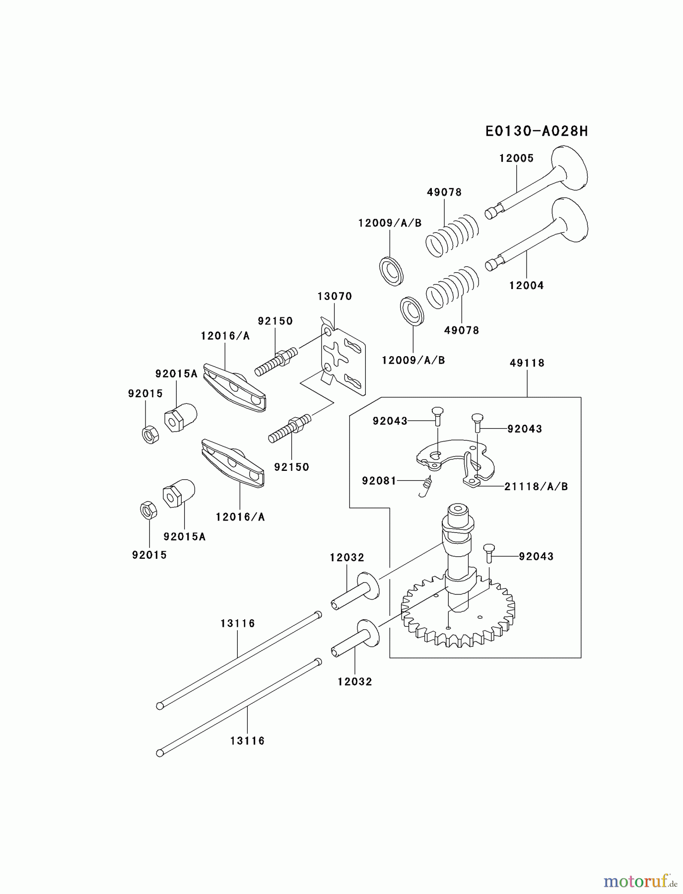 Kawasaki Motoren Motoren Vertikal FA210V - AS02 bis FH641V - DS24 FC150V-FS14 - Kawasaki FC150V 4-Stroke Engine VALVE/CAMSHAFT