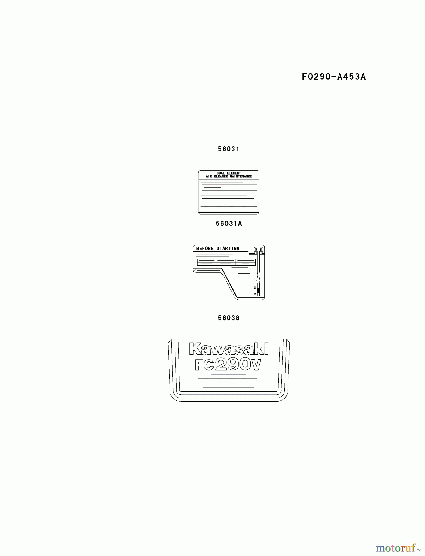  Kawasaki Motoren Motoren Vertikal FA210V - AS02 bis FH641V - DS24 FC290V-AS17 - Kawasaki FC290V 4-Stroke Engine LABEL