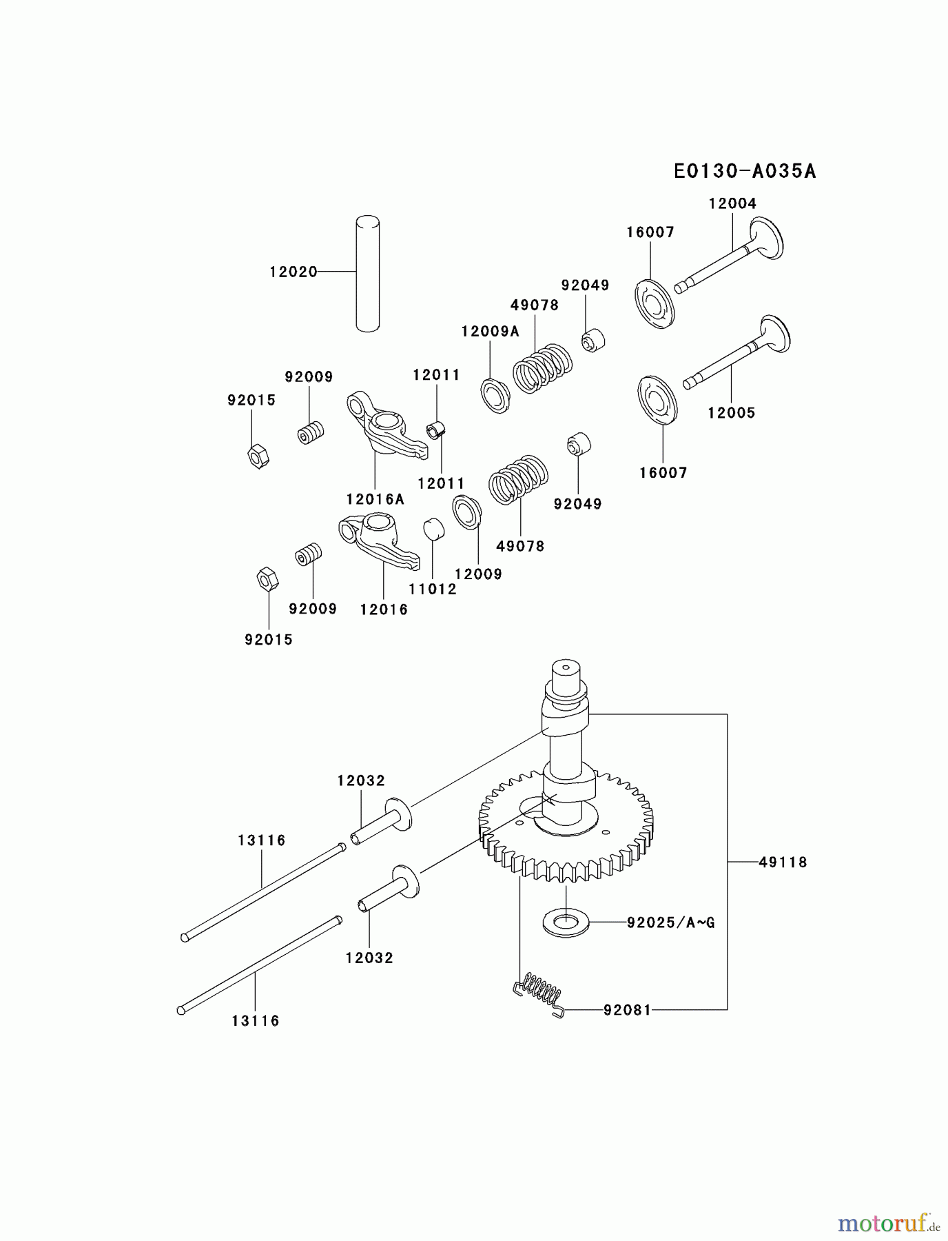 Kawasaki Motoren Motoren Vertikal FA210V - AS02 bis FH641V - DS24 FC290V-FS05 - Kawasaki FC290V 4-Stroke Engine VALVE/CAMSHAFT