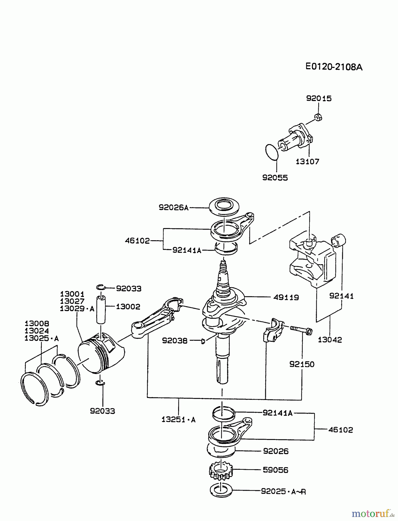 Kawasaki Motoren Motoren Vertikal FA210V - AS02 bis FH641V - DS24 FC420V-AS12 - Kawasaki FC420V 4-Stroke Engine PISTON/CRANKSHAFT