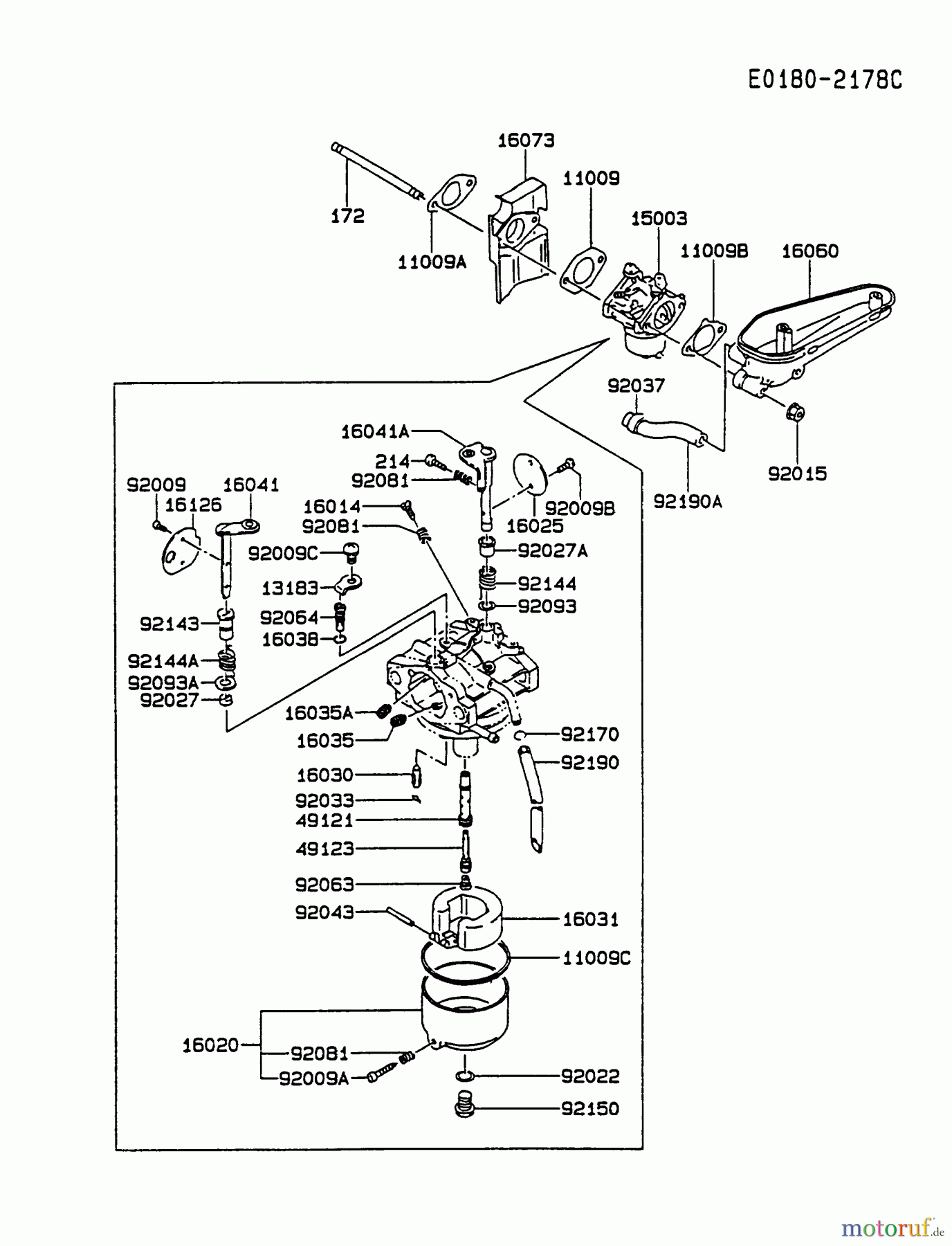 Kawasaki Motoren Motoren Vertikal FA210V - AS02 bis FH641V - DS24 FC420V-AS15 - Kawasaki FC420V 4-Stroke Engine CARBURETOR #1