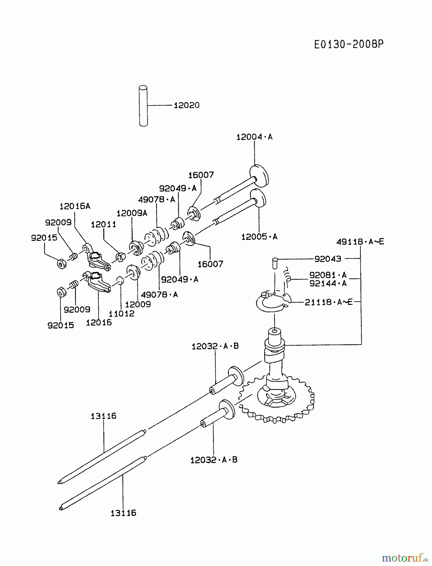 Kawasaki Motoren Motoren Vertikal FA210V - AS02 bis FH641V - DS24 FC420V-CS01 - Kawasaki FC420V 4-Stroke Engine VALVE/CAMSHAFT #1