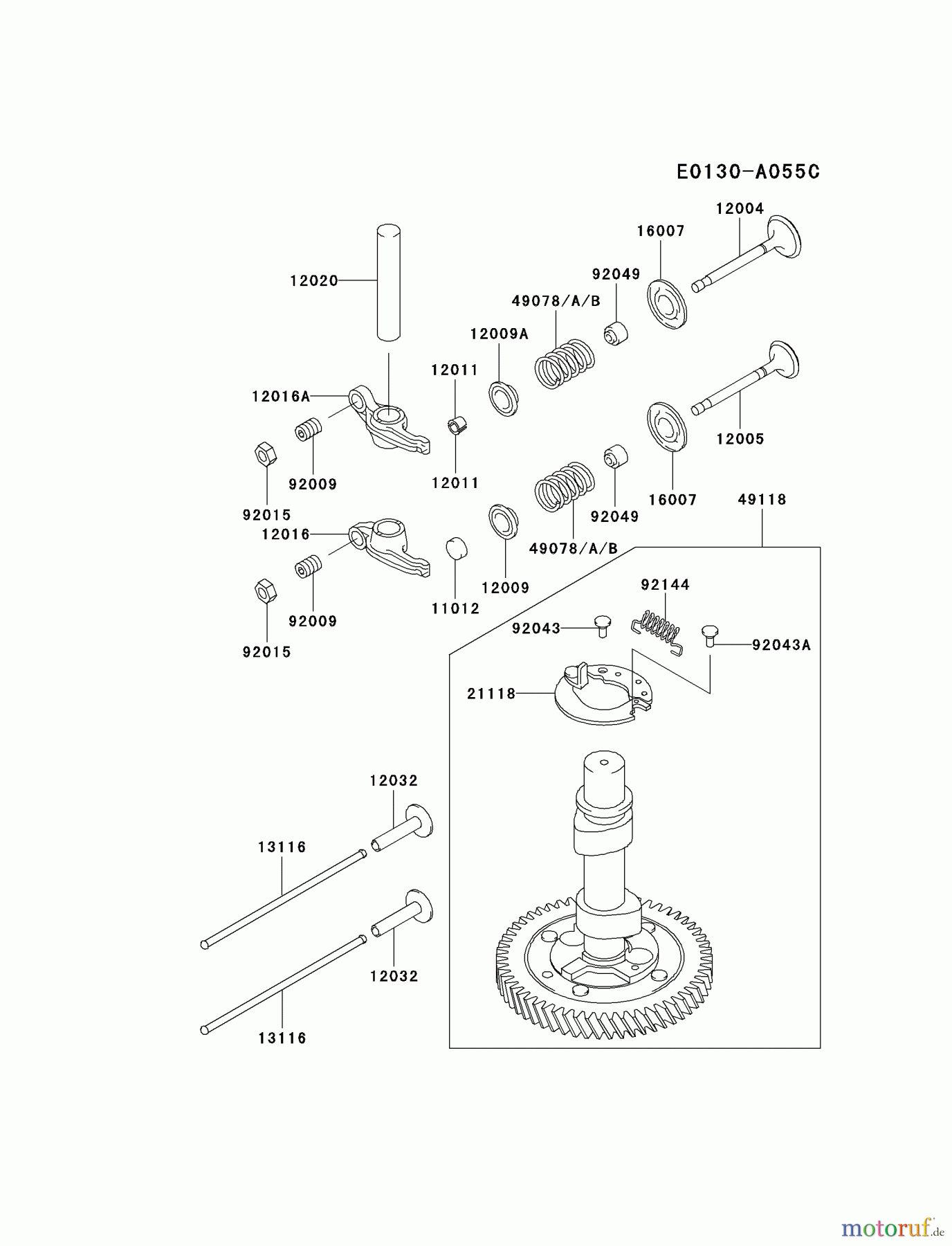 Kawasaki Motoren Motoren Vertikal FA210V - AS02 bis FH641V - DS24 FC420V-FS07 - Kawasaki FC420V 4-Stroke Engine VALVE/CAMSHAFT