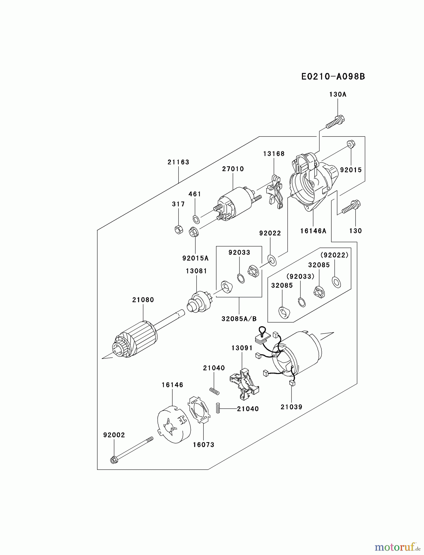 Kawasaki Motoren Motoren Vertikal FA210V - AS02 bis FH641V - DS24 FC420V-GS17 - Kawasaki FC420V 4-Stroke Engine STARTER