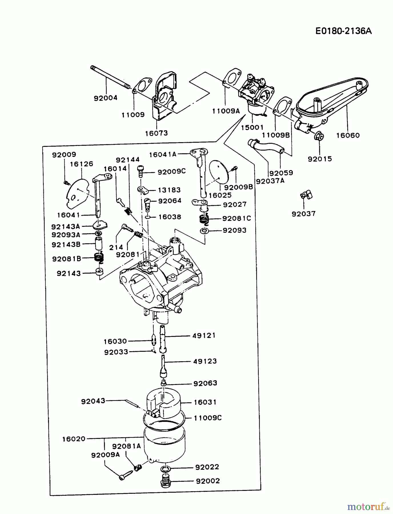 Kawasaki Motoren Motoren Vertikal FA210V - AS02 bis FH641V - DS24 FC540V-BS07 - Kawasaki FC540V 4-Stroke Engine CARBURETOR #2