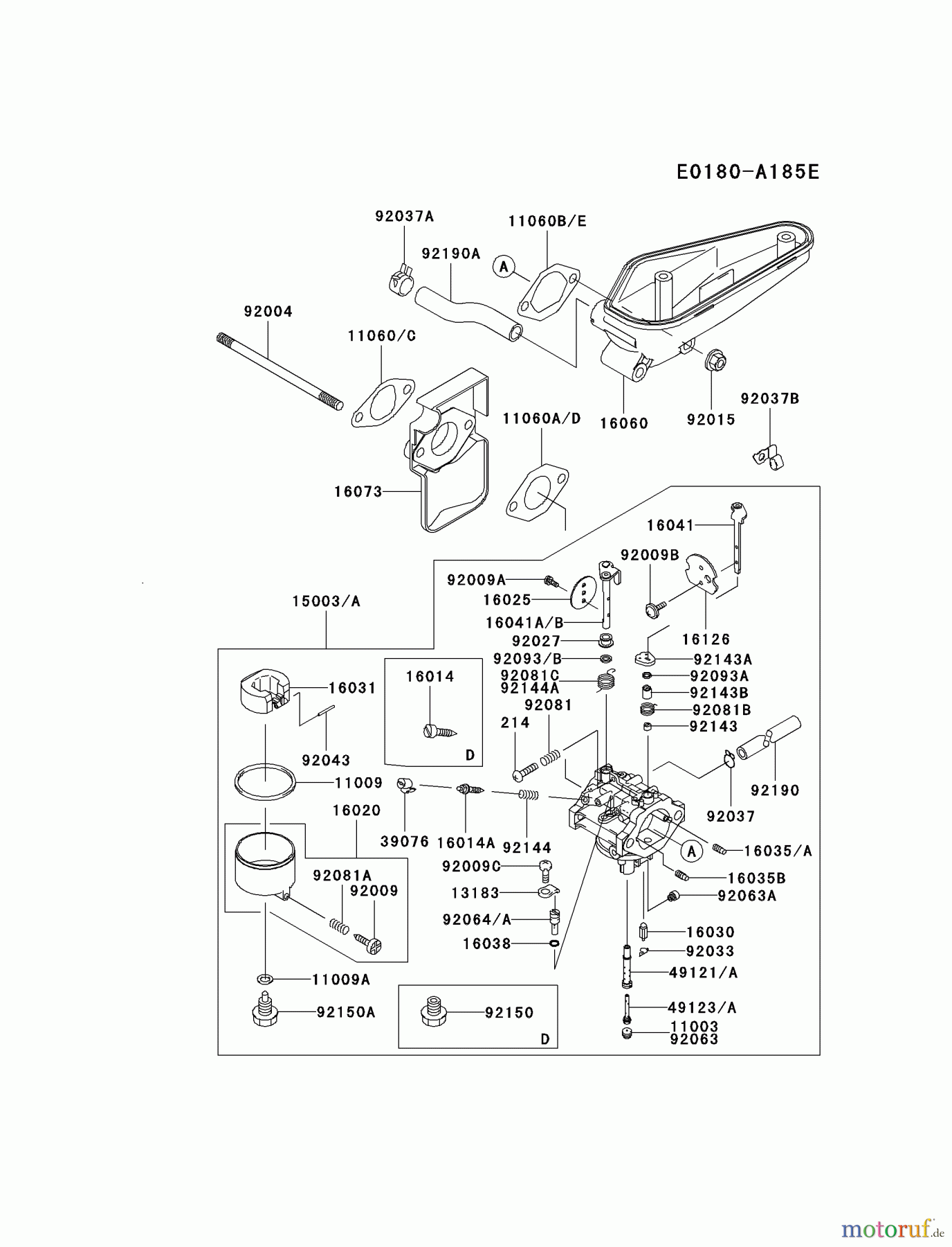 Kawasaki Motoren Motoren Vertikal FA210V - AS02 bis FH641V - DS24 FC540V-FS13 - Kawasaki FC540V 4-Stroke Engine CARBURETOR #2