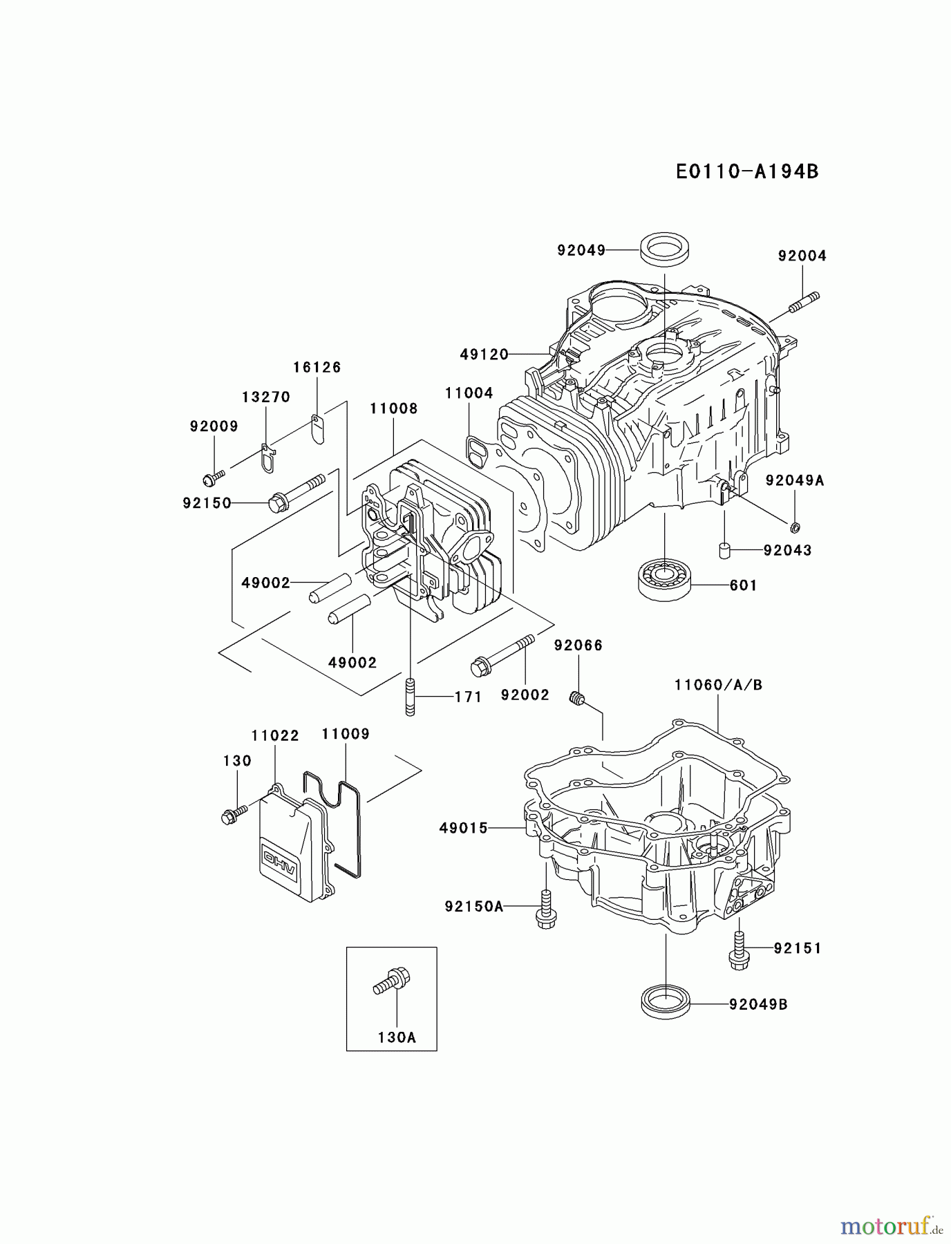 Kawasaki Motoren Motoren Vertikal FA210V - AS02 bis FH641V - DS24 FC540V-KS03 - Kawasaki FC540V 4-Stroke Engine CYLINDER/CRANKCASE