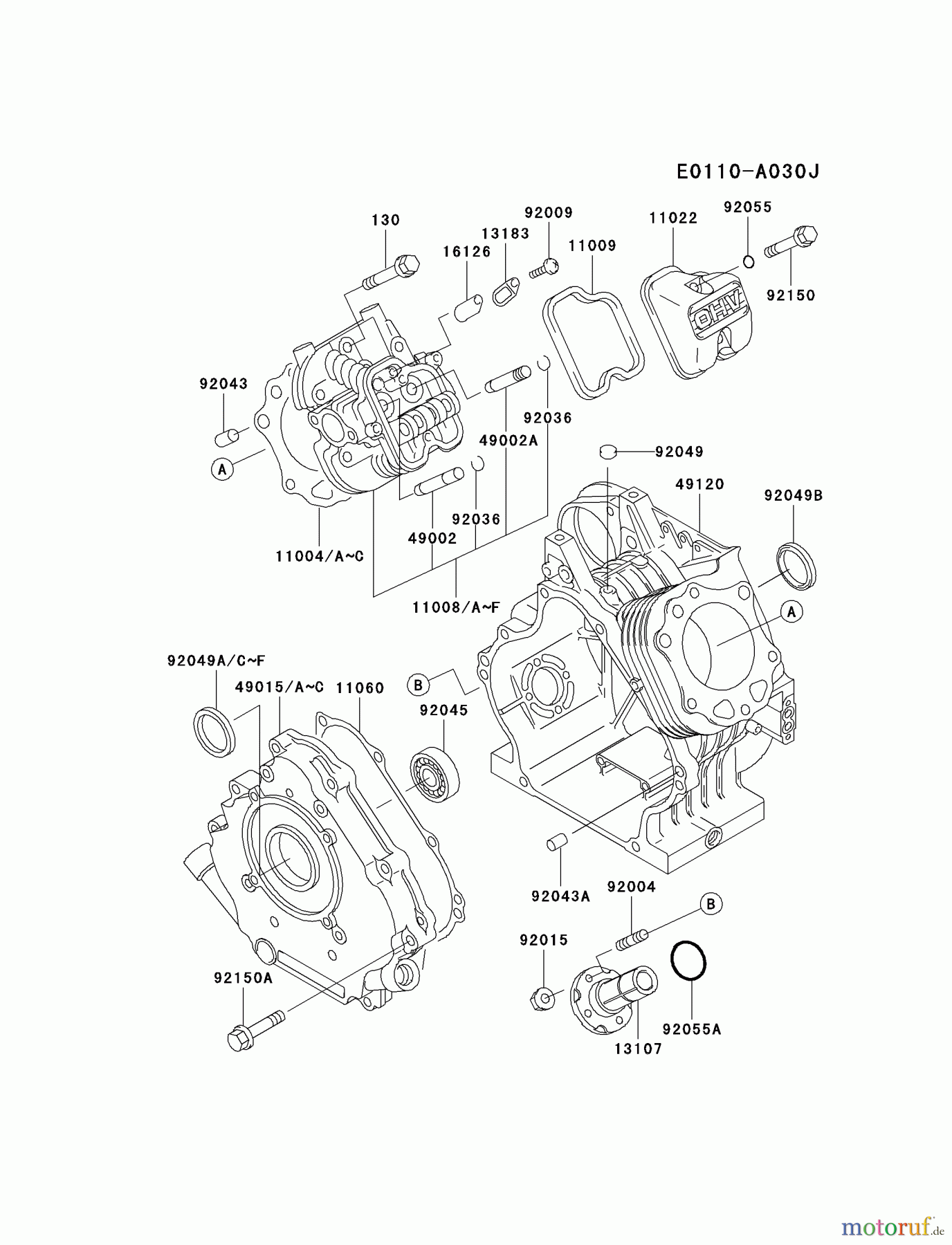 Kawasaki Geräte Stromerzeuger GEF00A-AS00 (GE5000AS) - Kawasaki Generator CYLINDER/CRANKCASE #1