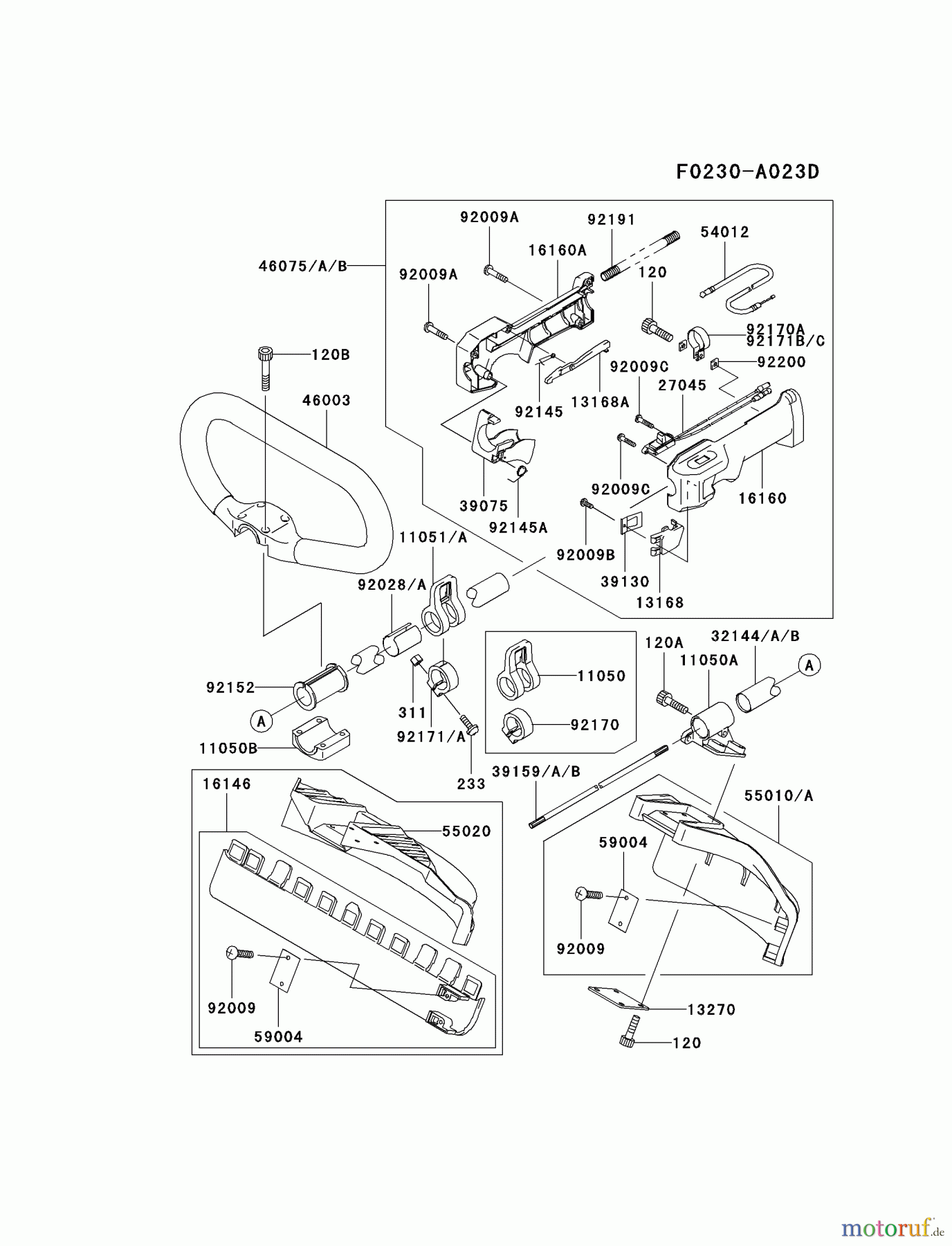 Kawasaki Geräte Trimmer, Faden / Bürste HA023F-BS01 (KBL23A) - Kawasaki Brush Cutter PIPE/HANDLE/GUARD