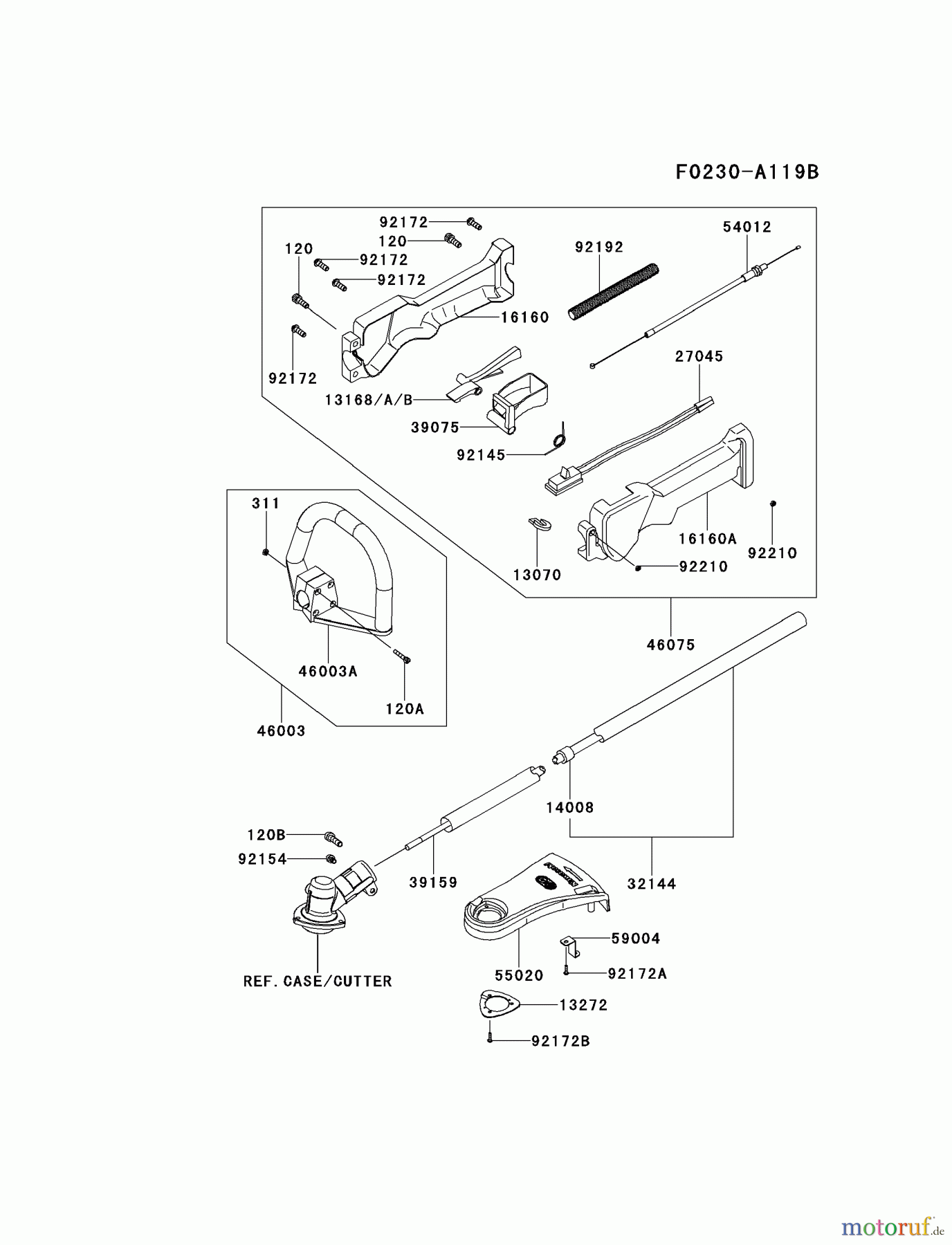  Kawasaki Geräte Trimmer, Faden / Bürste KTF27B-A3 (KTF27B) - Kawasaki Grass Trimmer PIPE/HANDLE/GUARD