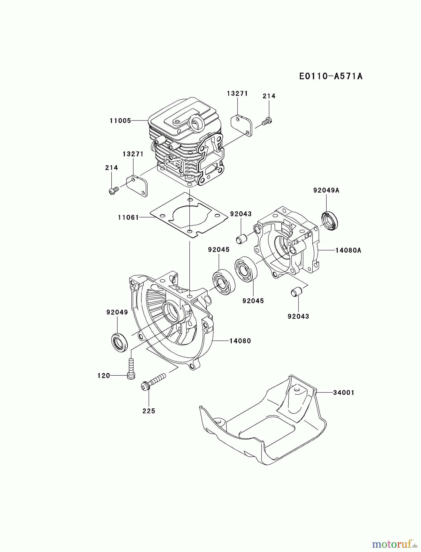  Kawasaki Geräte Trimmer, Faden / Bürste KBL27B-A1 (KBL27B) - Kawasaki Brush Cutter CYLINDER/CRANKCASE