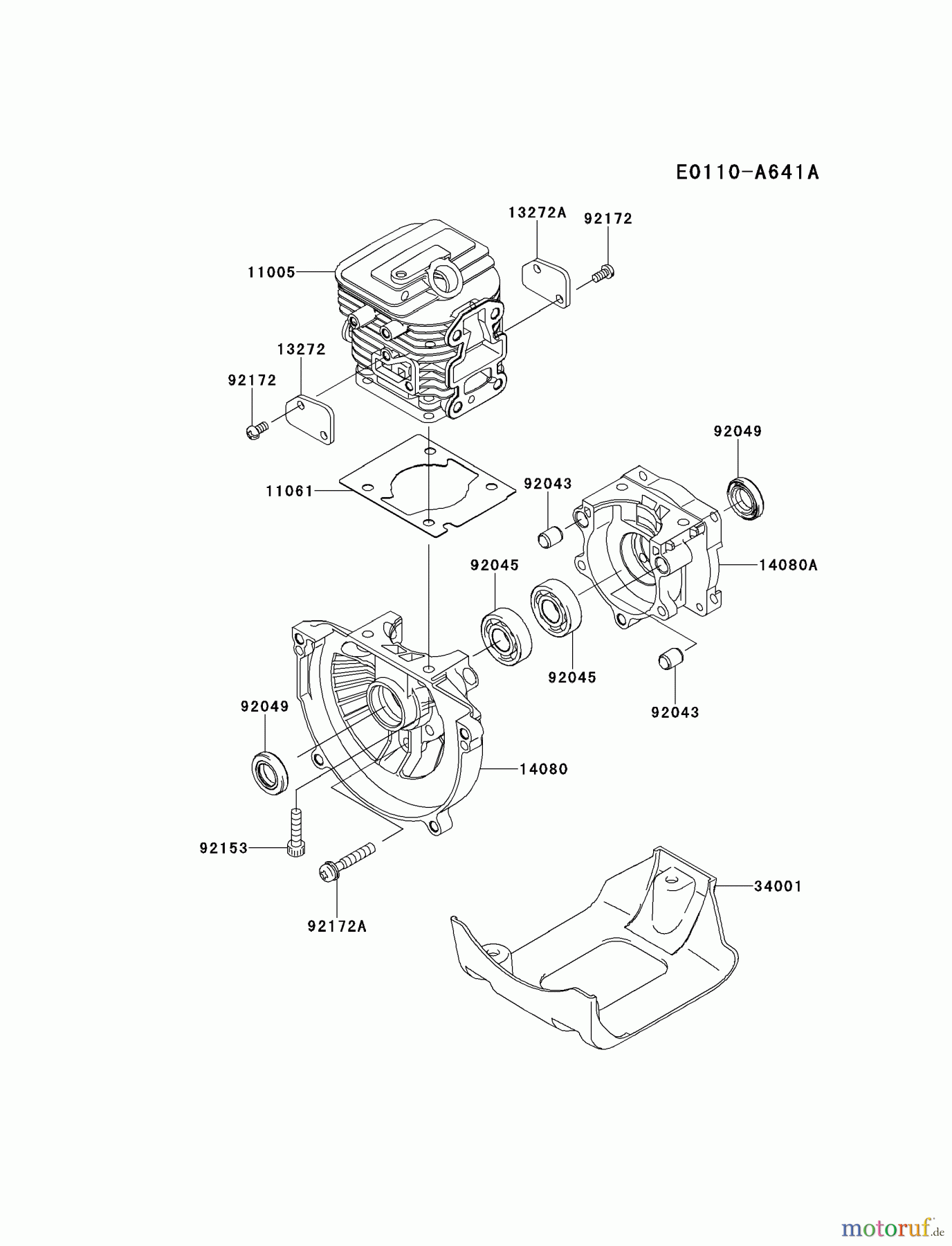 Kawasaki Geräte Trimmer, Faden / Bürste KTF27B-A3 (KTF27B) - Kawasaki Grass Trimmer CYLINDER/CRANKCASE