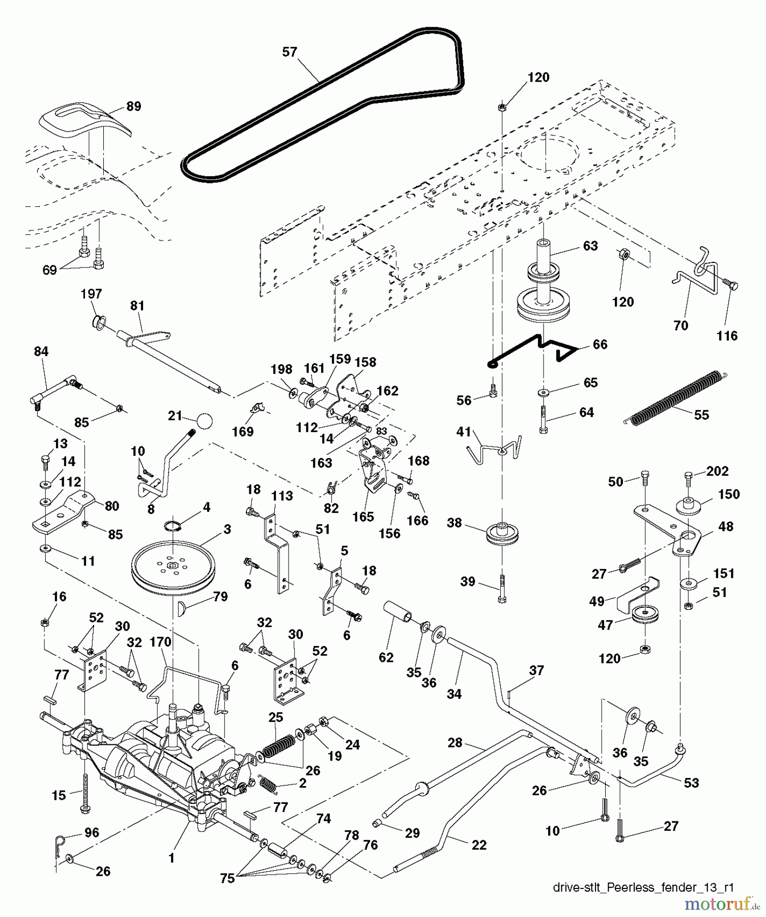  Poulan / Weed Eater Rasen und Gartentraktoren PO12538LT (96018000600) - Poulan Lawn Tractor (2011-12) DRIVE