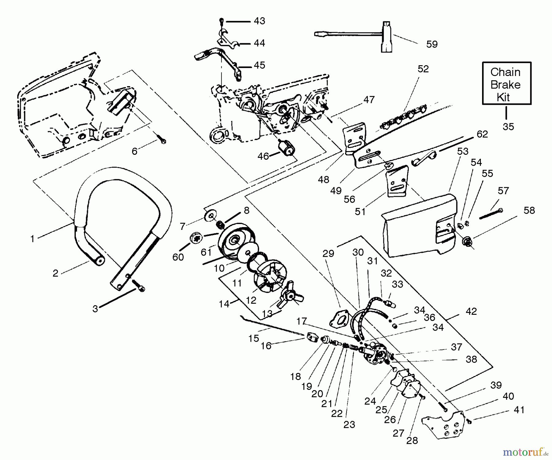 Poulan / Weed Eater Motorsägen 3800 - Poulan Chainsaw Clutch & Handle
