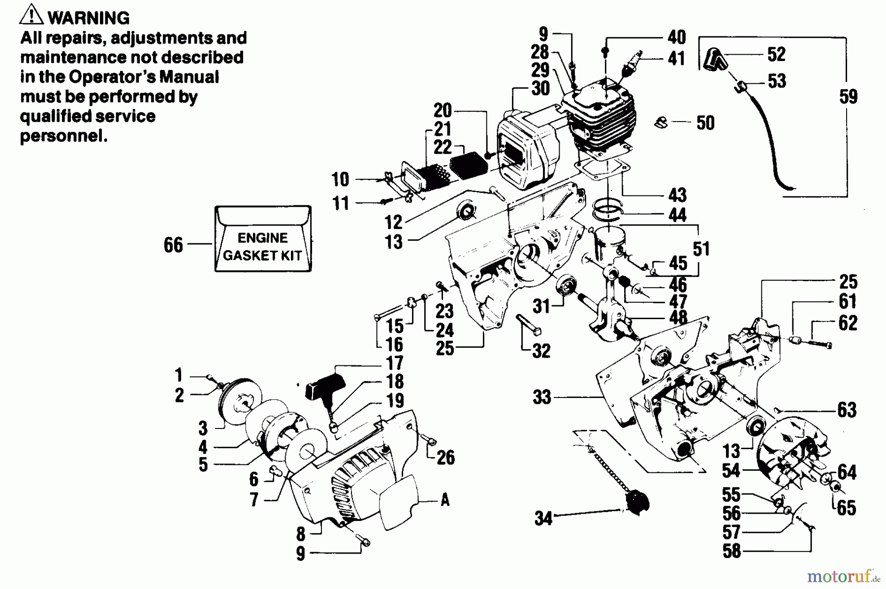 Poulan / Weed Eater Motorsägen 8500 - Poulan Chainsaw STARTER & CRANKCASE