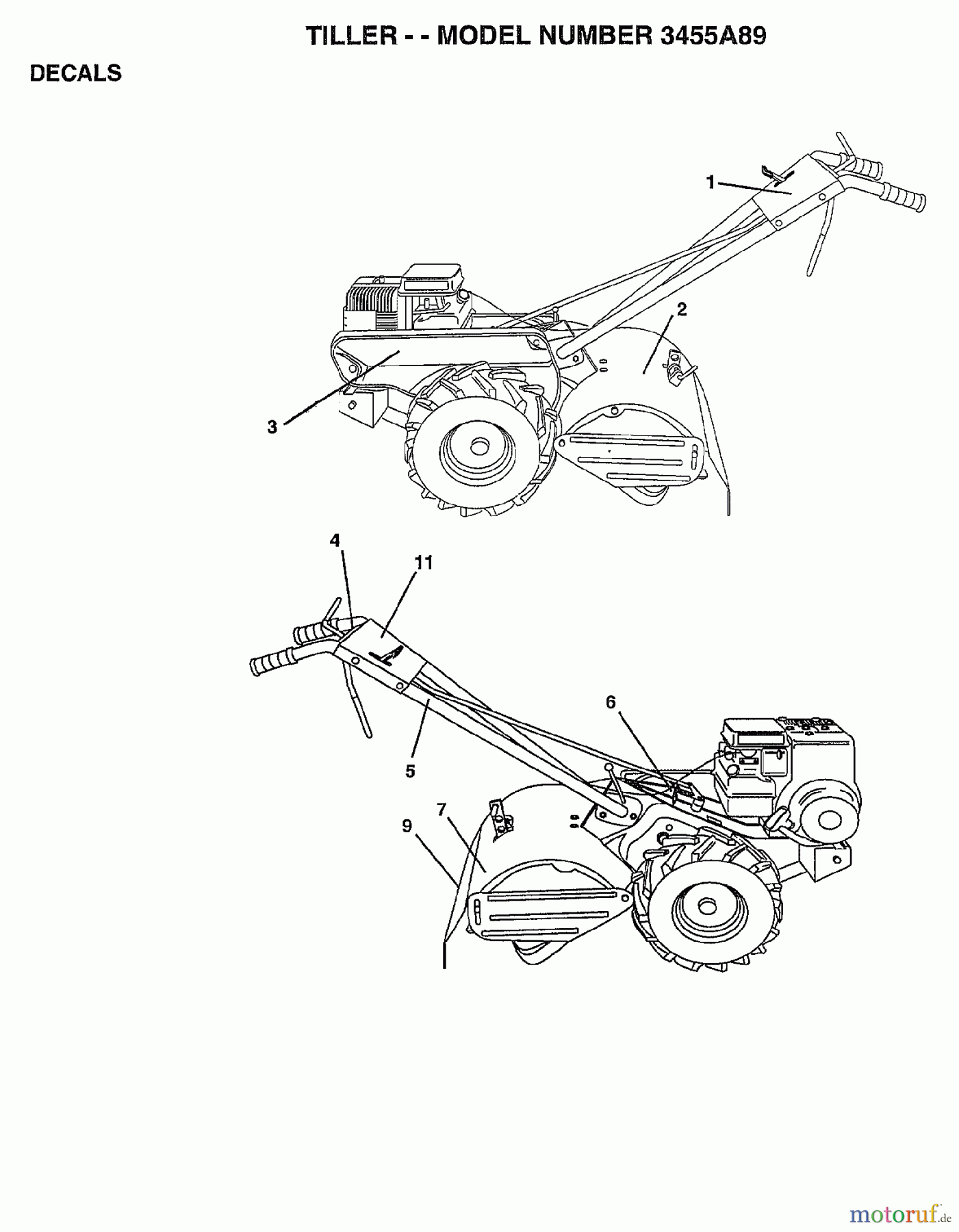  Poulan / Weed Eater Motorhacken / Kultivierer 3455A89 - Poulan / Western Auto Tiller (2007-01) DECALS