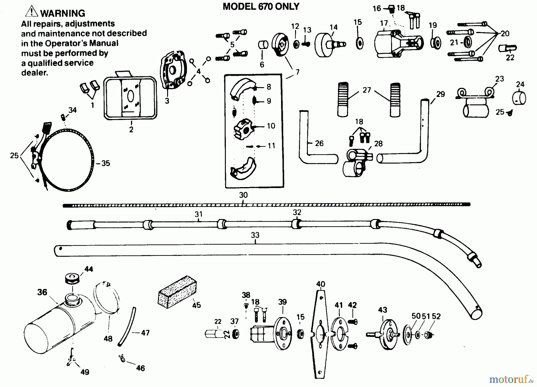  Poulan / Weed Eater Motorsensen, Trimmer 670 - Weed Eater String Trimmer DRIVE SHAFT & CUTTING HEAD