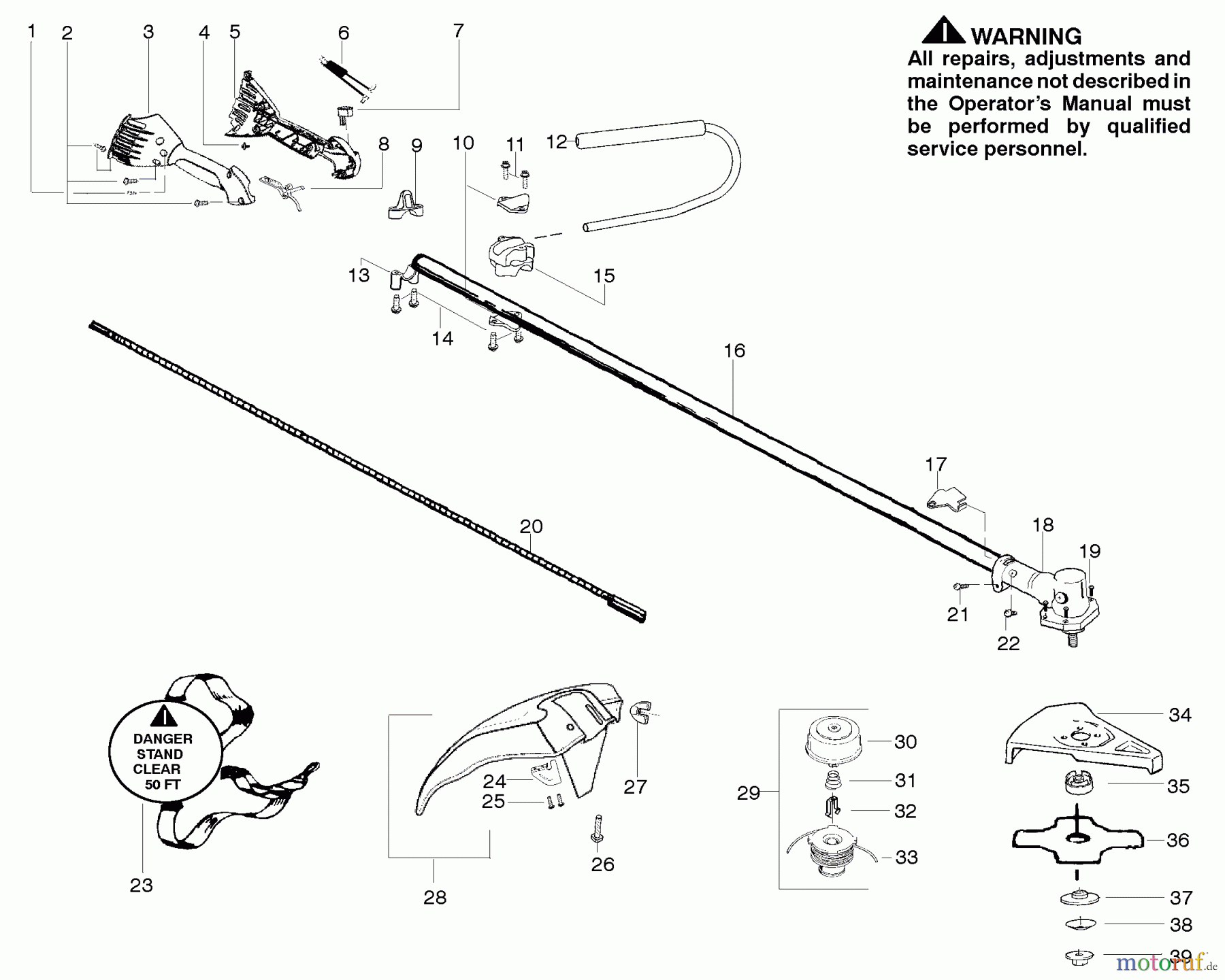  Poulan / Weed Eater Motorsensen, Trimmer BC3150 - Weed Eater String Trimmer Handle & Controls