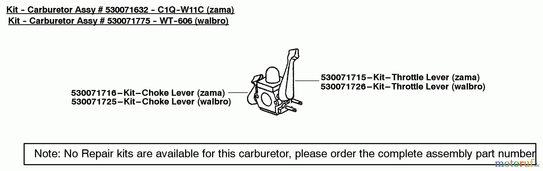  Poulan / Weed Eater Bläser / Sauger / Häcksler / Mulchgeräte PPB2000LE (Type 2) - Poulan Pro Blower Kit-Carburetor Assy 530071632/530071775