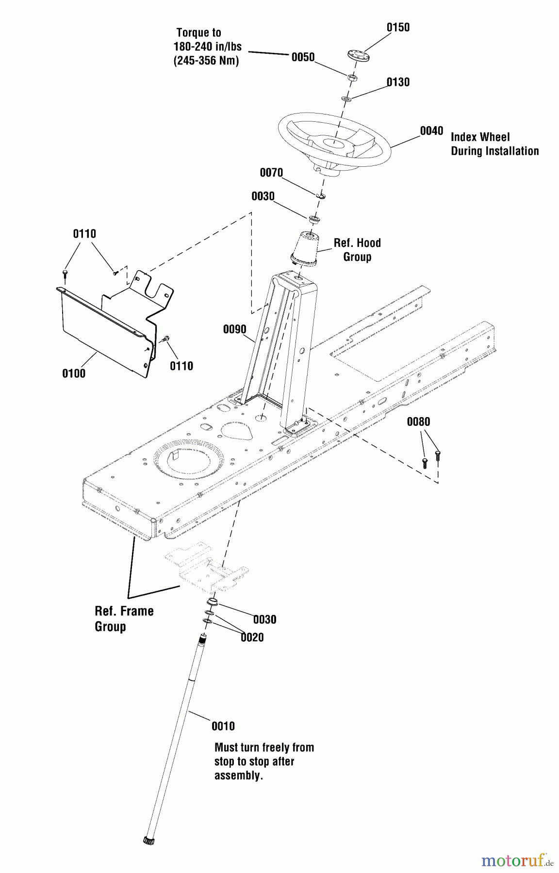  Snapper Rasen- und Gartentraktoren ERPX17538RDF (2691113-00) - Snapper 96cm Lawn Tractor, 17.5 Gross HP Hydro Drive, Rear Discharge (Export) Steering Group