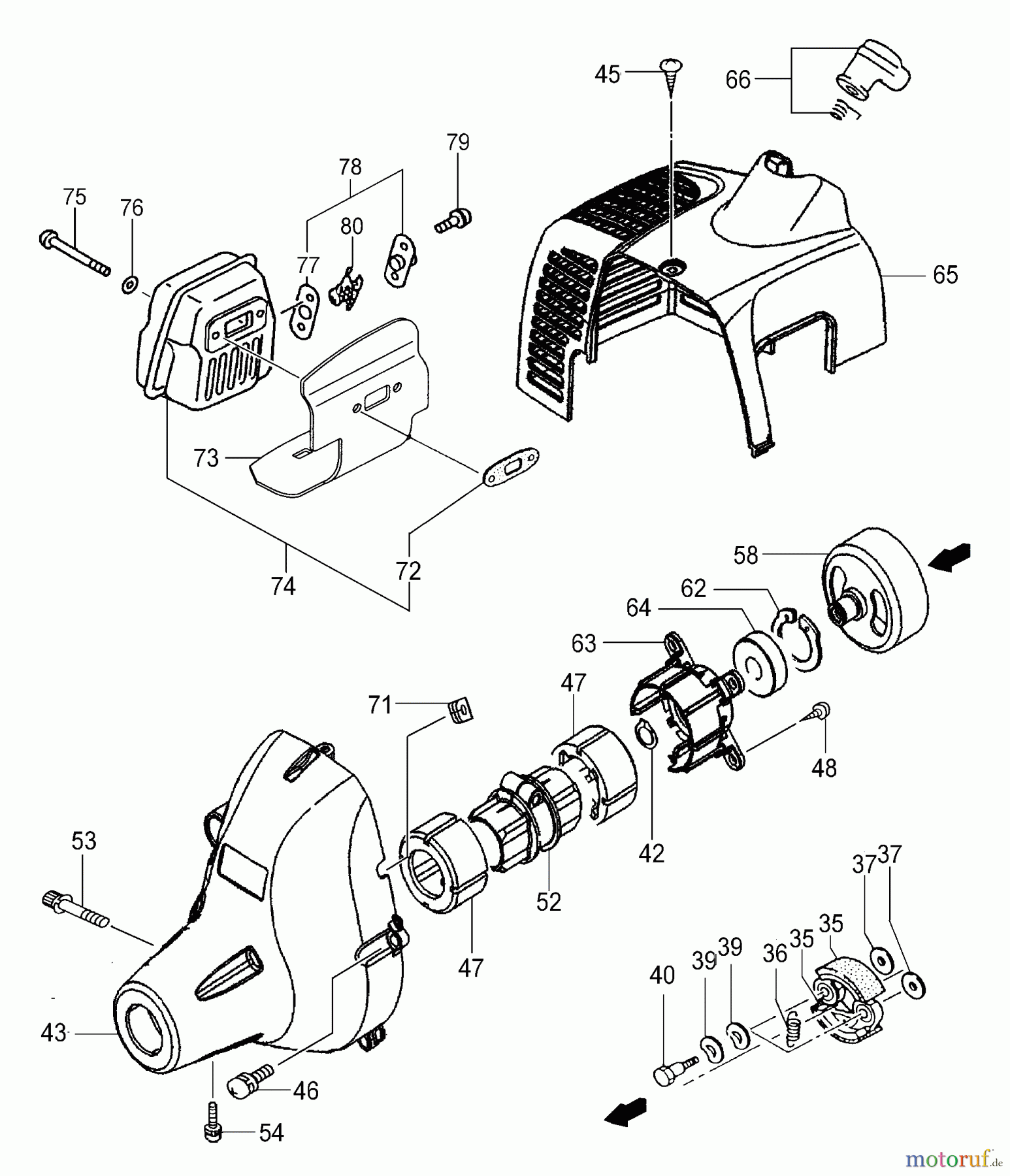 Tanaka Trimmer, Motorsensen TBC-340 - Tanaka Grass Trimmer / Brush Cutter Clutch, Muffler, Anti-Vibe, Fan Case