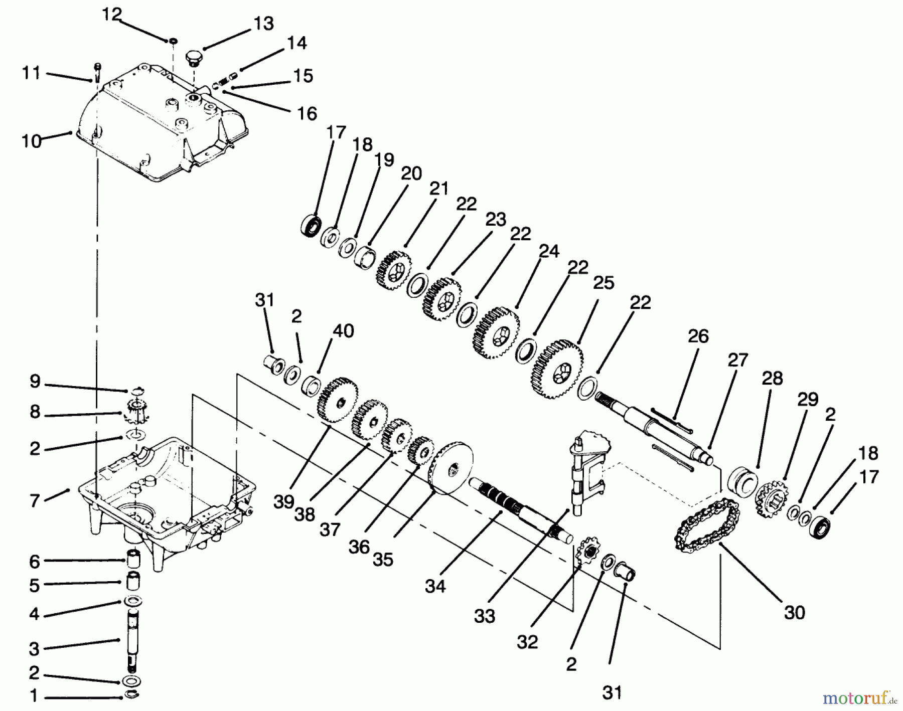 Toro Neu Mowers, Drive Unit Only 30156 - Toro Mid-Size Proline Gear Traction Unit, 12.5 hp, 1994 (490001-499999) PEERLESS TRANSMISSION. MODEL NO. 700-039