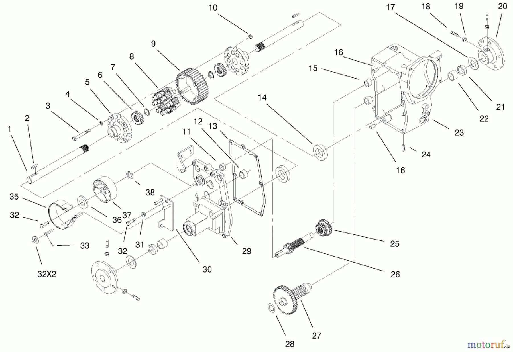 Toro Neu Accessories, Mower 104-4671 - Toro Sales Kit, 522xi Indy Special Edition Garden Tractor HYDRO TRANS AXLE ASSEMBLY #1