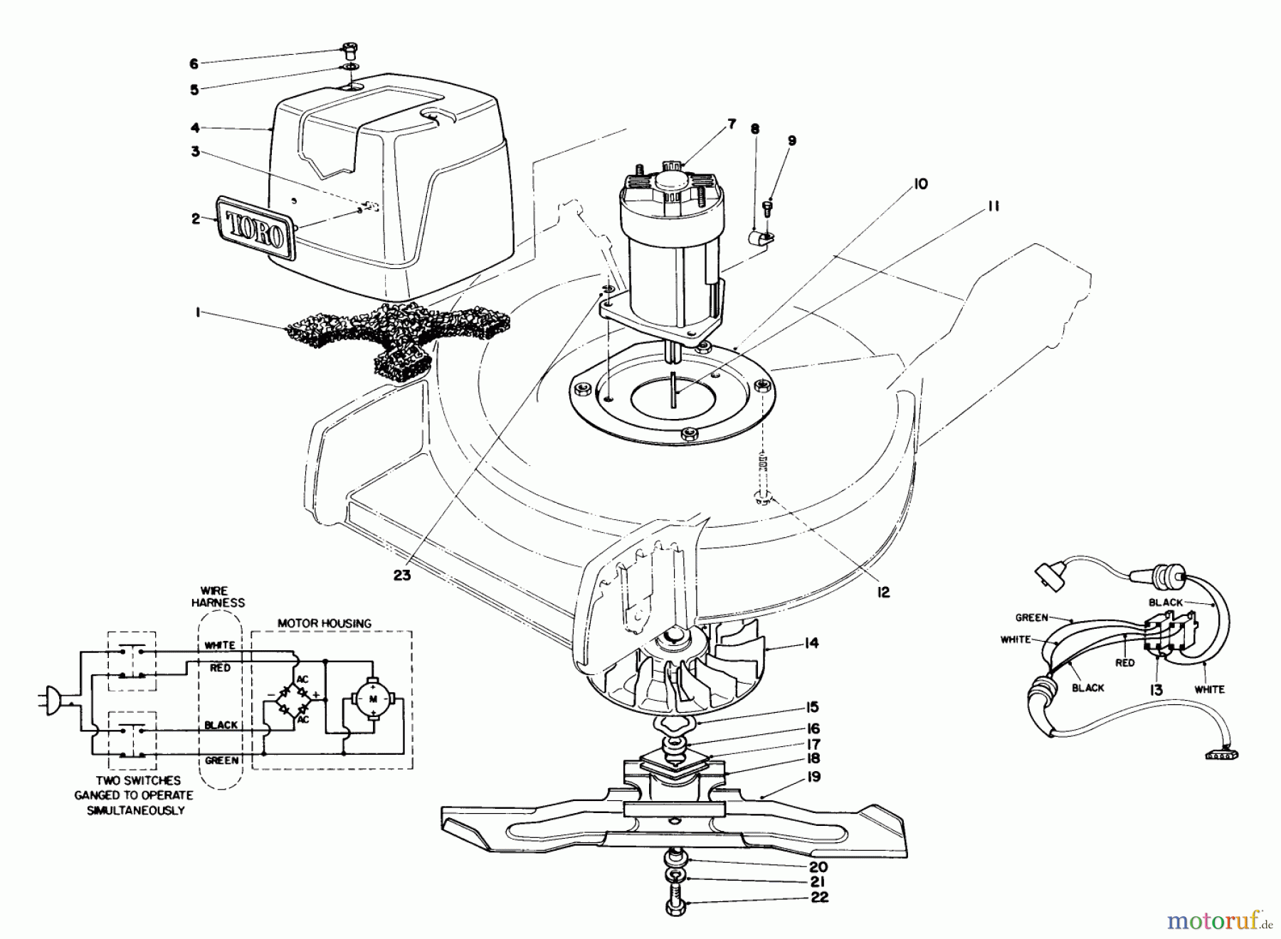 Toro Neu Mowers, Electric 20564C - Toro Electric Lawnmower, 1989 (9000001-9999999) MOTOR & BLADE ASSEMBLY