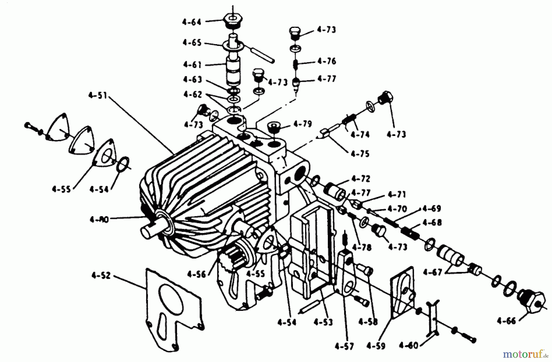 Toro Neu Mowers, Lawn & Garden Tractor Seite 1 1-0440 - Toro 16 hp Automatic Tractor, 1973 PARTS LIST FOR 4.050 HYDROGEAR (PLATE 4.4)