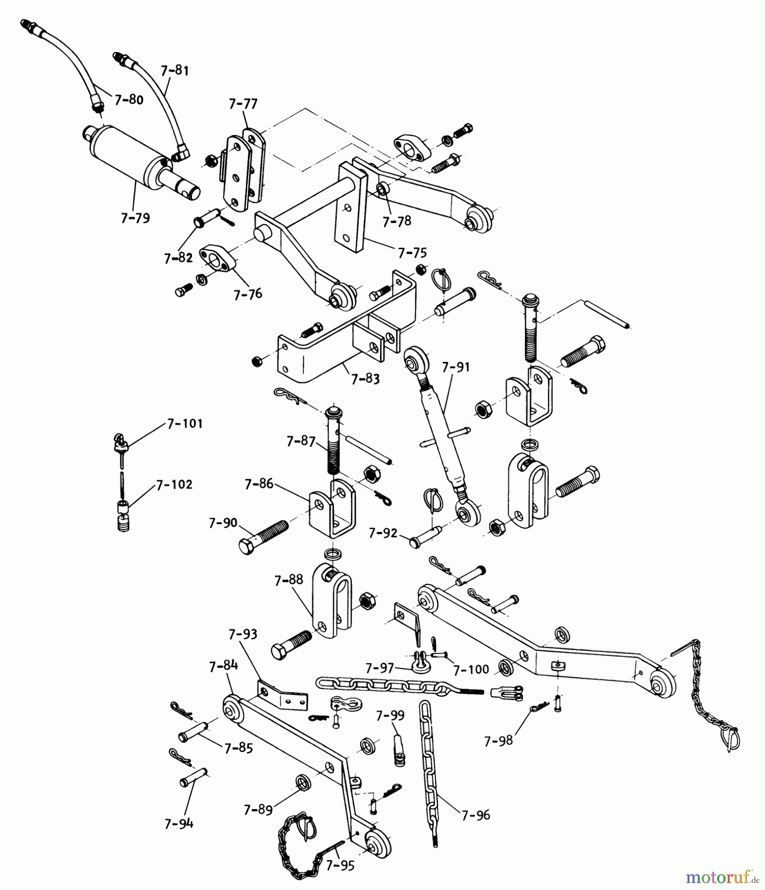 Toro Neu Mowers, Lawn & Garden Tractor Seite 1 1-0612 (D-180) - Toro D-180 Automatic Tractor, 1975 7.080 3-POINT HITCH (FIG. 7C) STANDARD ON D-200