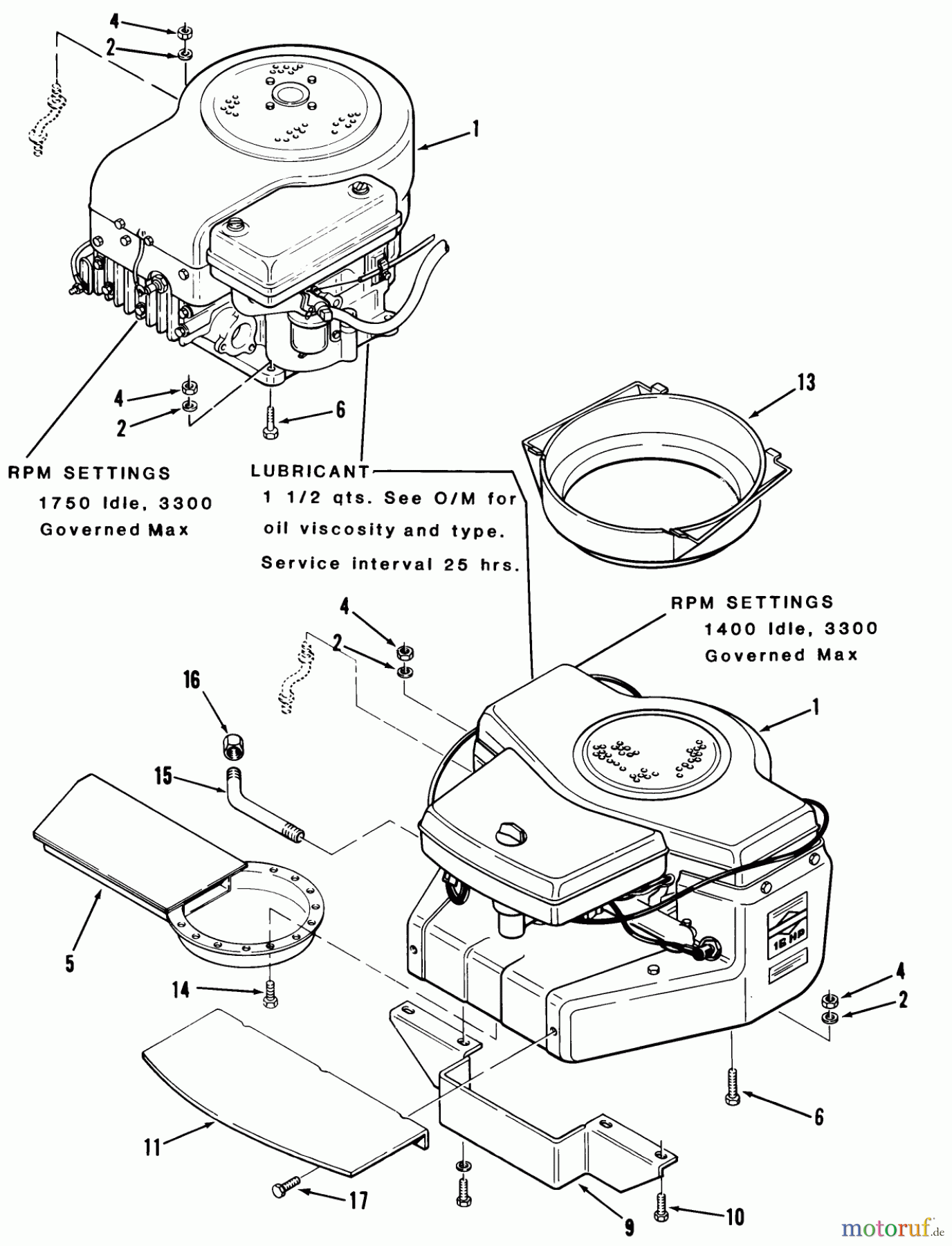 Toro Neu Mowers, Lawn & Garden Tractor Seite 1 12-11BP01 (B-115) - Toro B-115 5-Speed Tractor, 1983 ENGINE