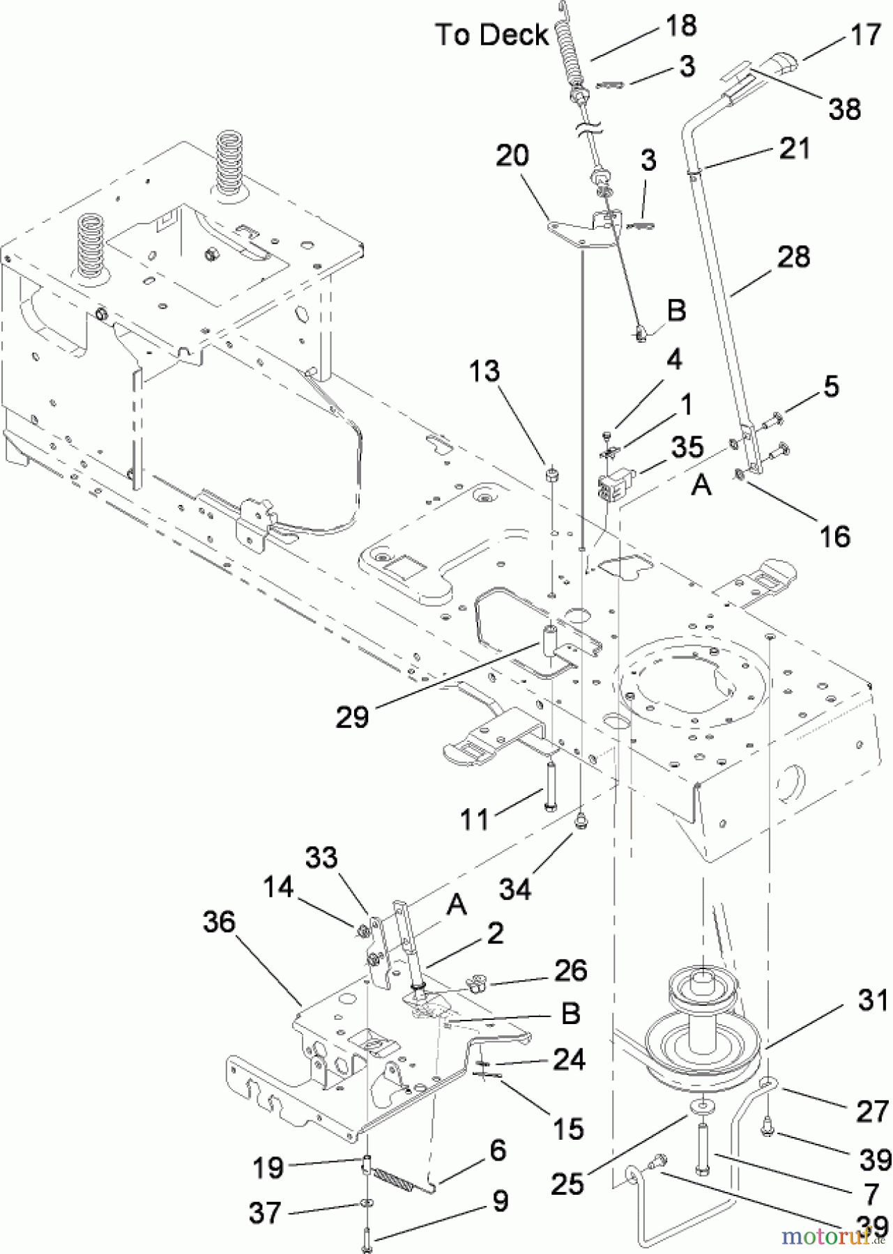 Toro Neu Mowers, Lawn & Garden Tractor Seite 1 13AX60RG544 (LX420) - Toro LX420 Lawn Tractor, 2006 (1L215B10000-) PTO ENGANGE ASSEMBLY