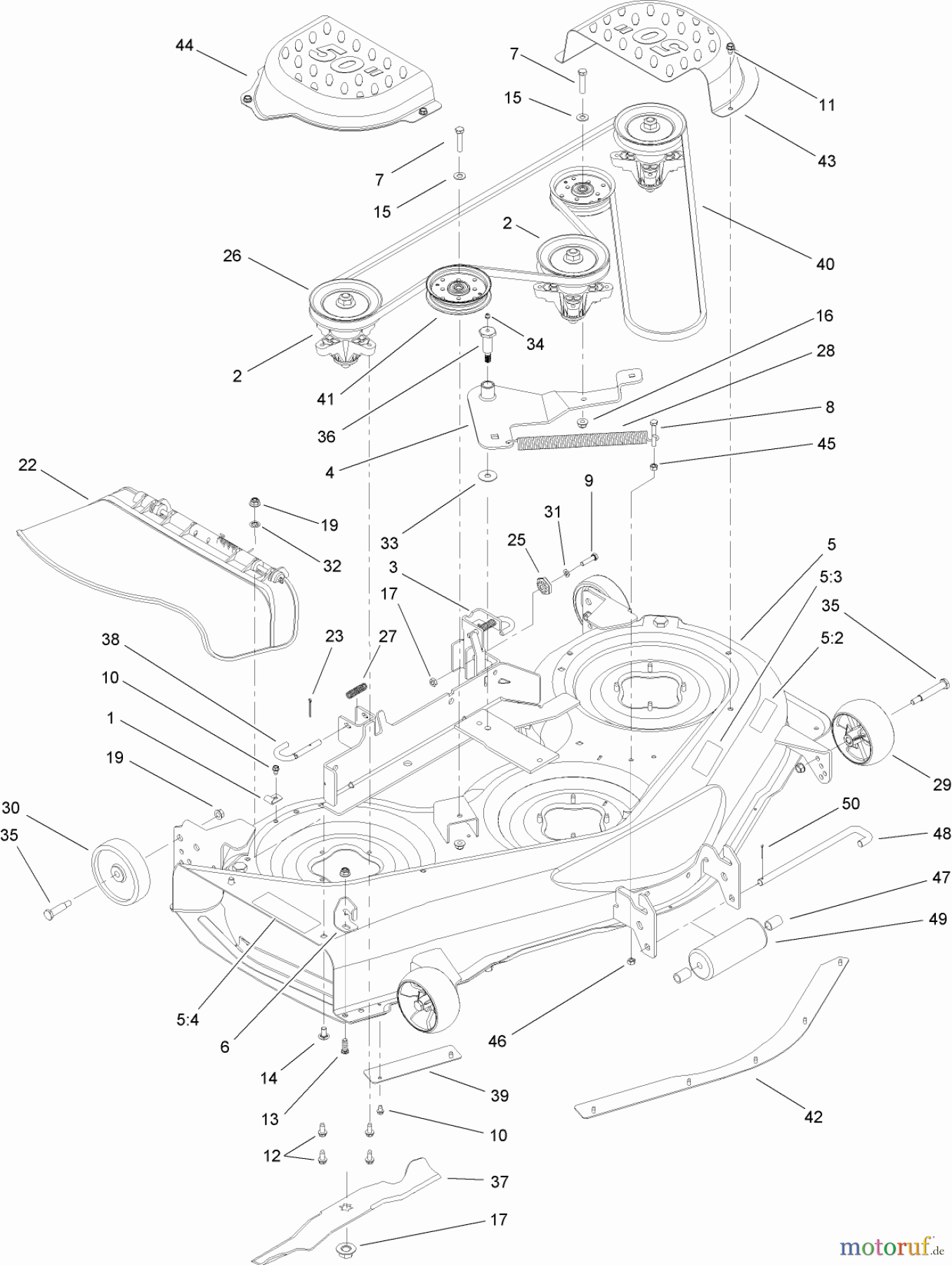 Toro Neu Mowers, Lawn & Garden Tractor Seite 1 14AP80RP744 (GT2100) - Toro GT2100 Garden Tractor, 2006 (1A136H30000-) DECK ASSEMBLY